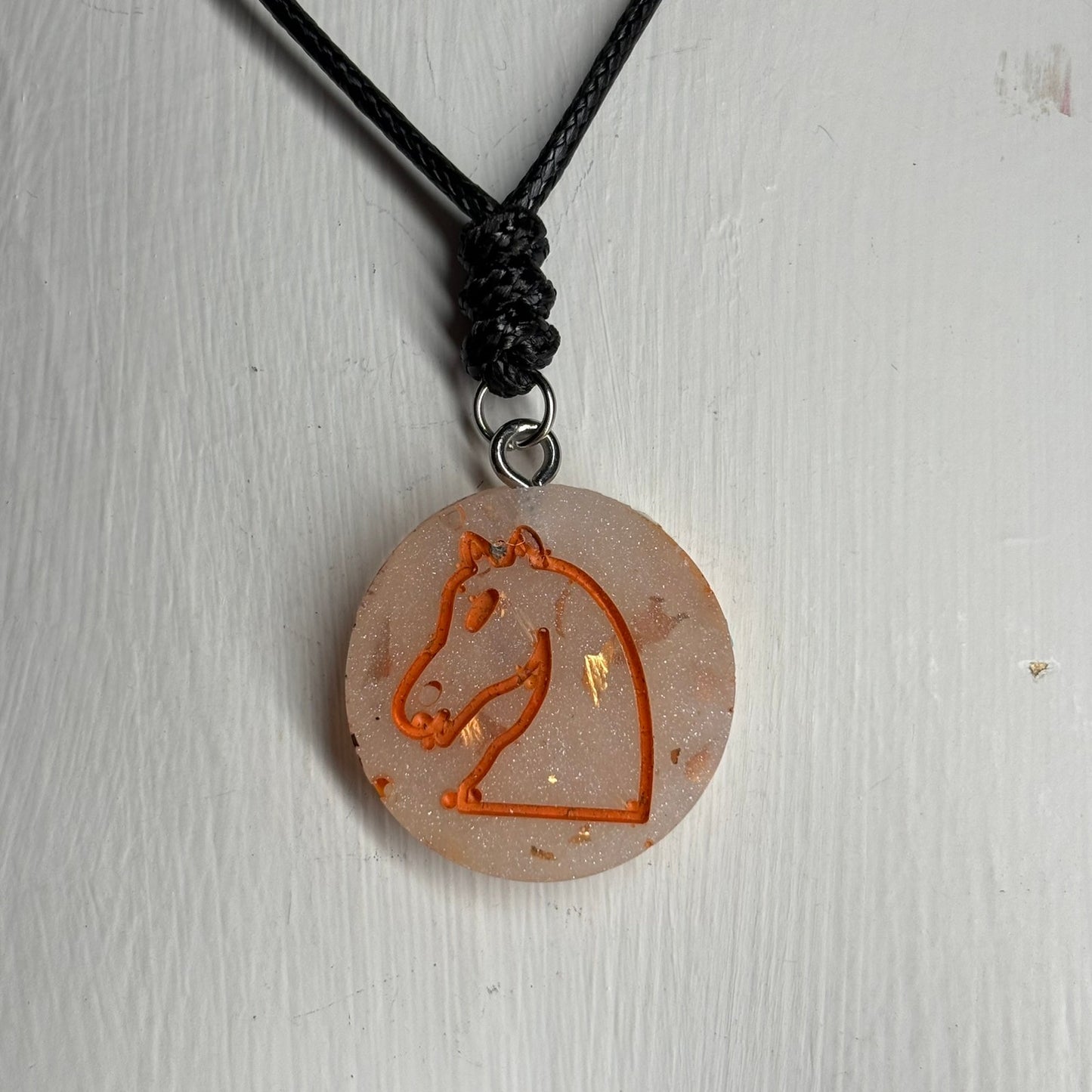Crystal Orange Knight - Handmade Resin Chess Necklace