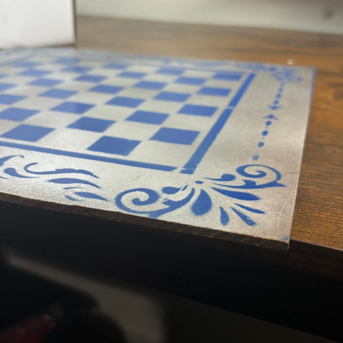 Chrome Blue - Painted Chess Board