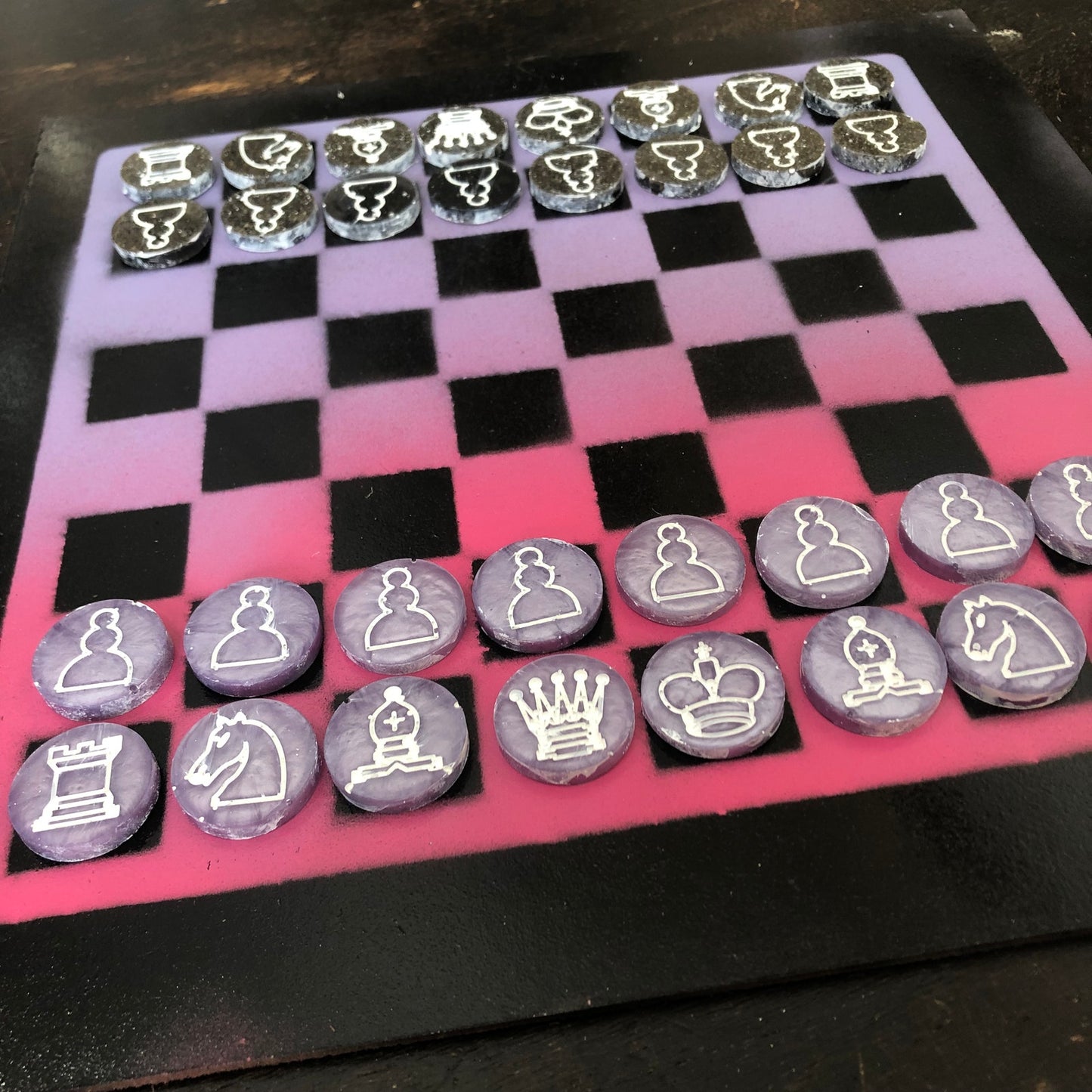 Stealth Purple/Pink - Painted Chess Set