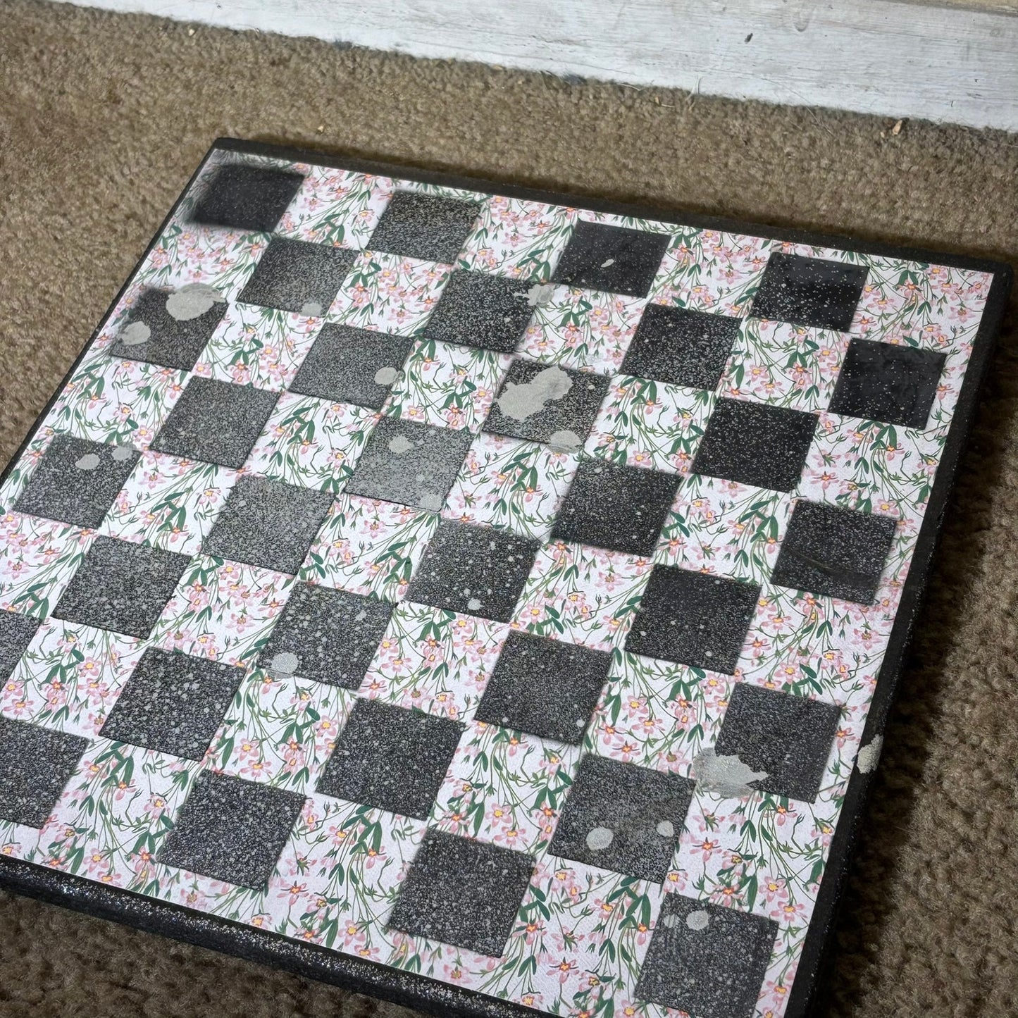 Chrome Mist Flowers - Scrapbook Chess Board