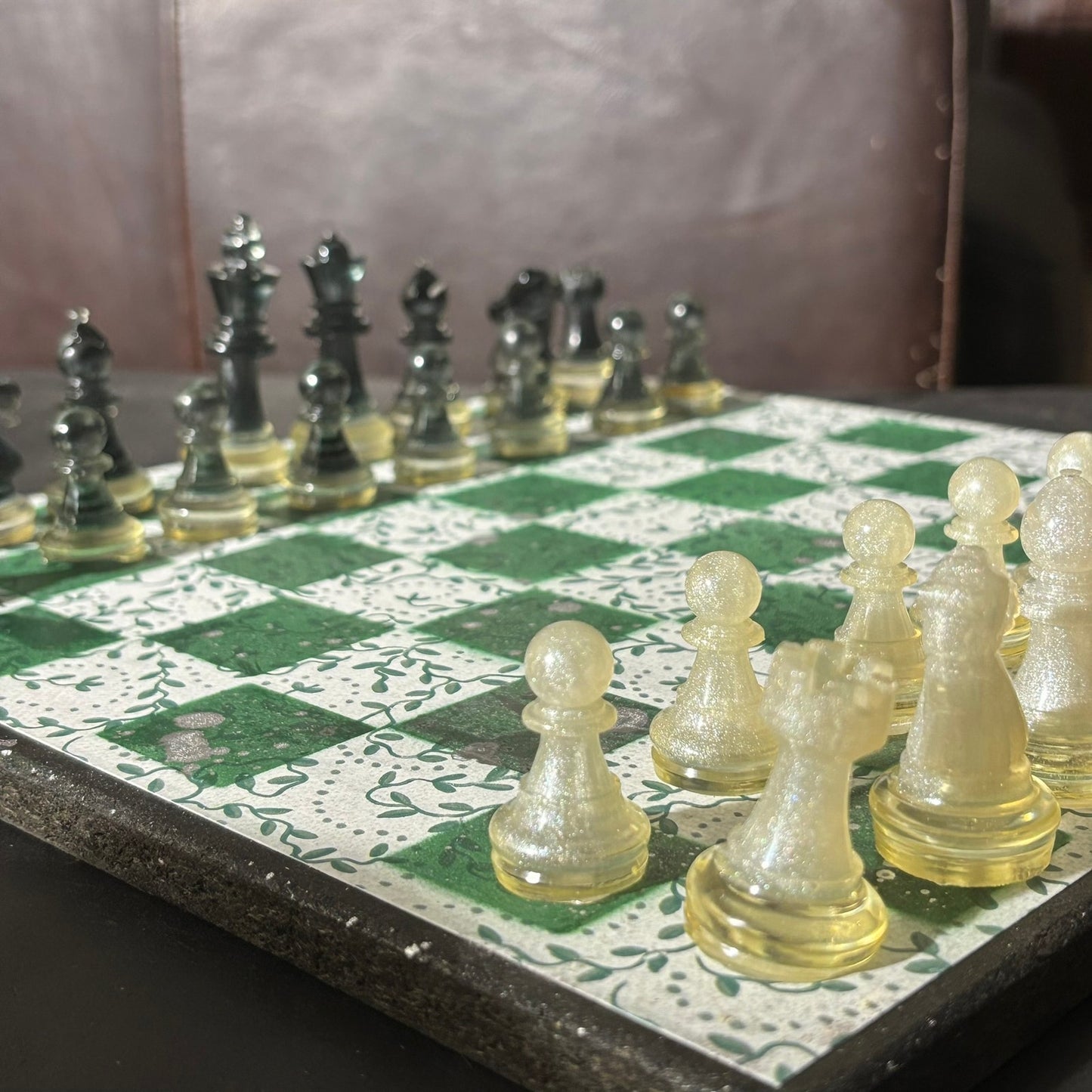 Royal Green Pattern - Scrapbook Chess Set