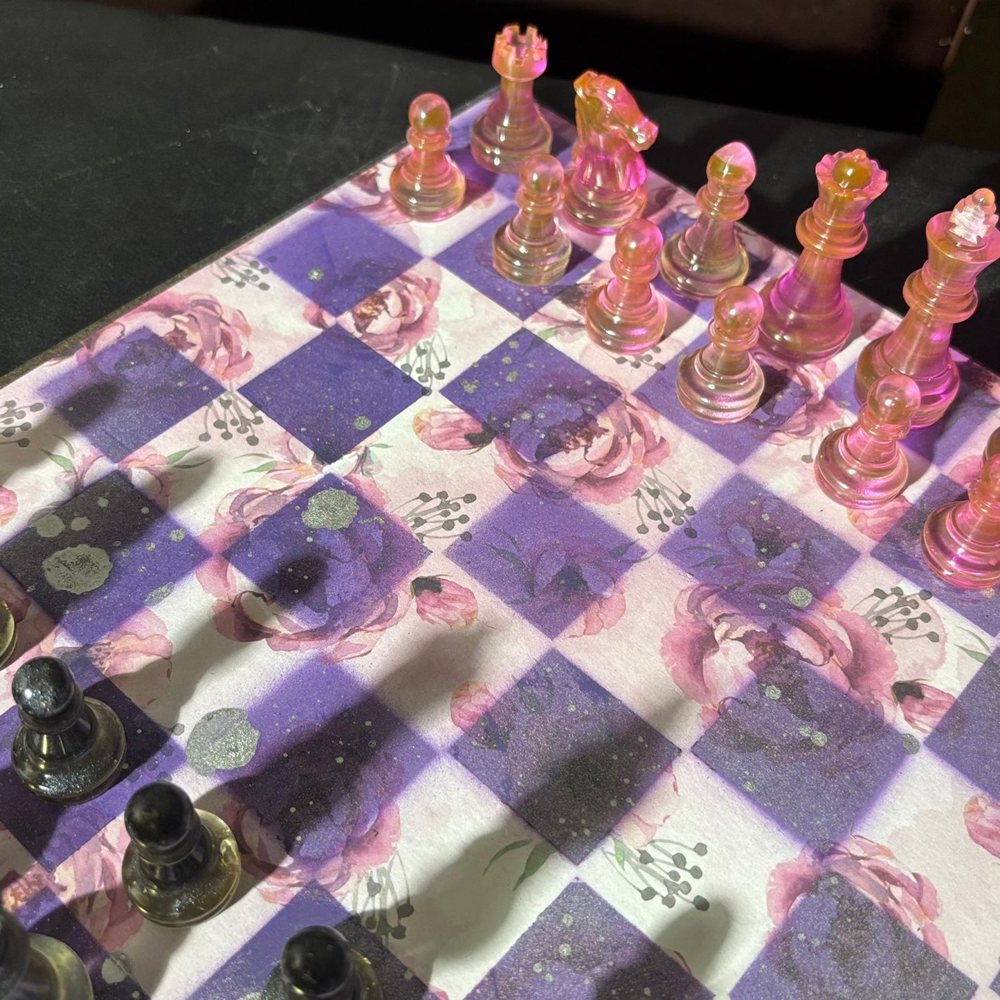 Pink Rose Purple - Scrapbook Chess Set