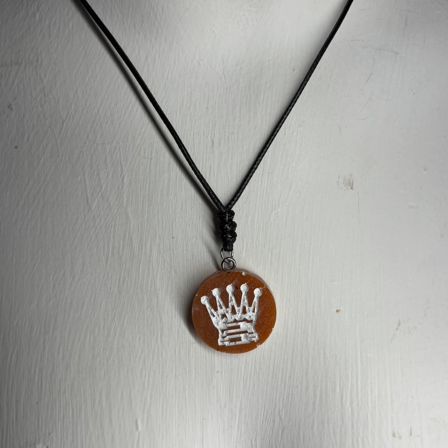 Orange Red Queen - Handmade Resin Chess Necklace