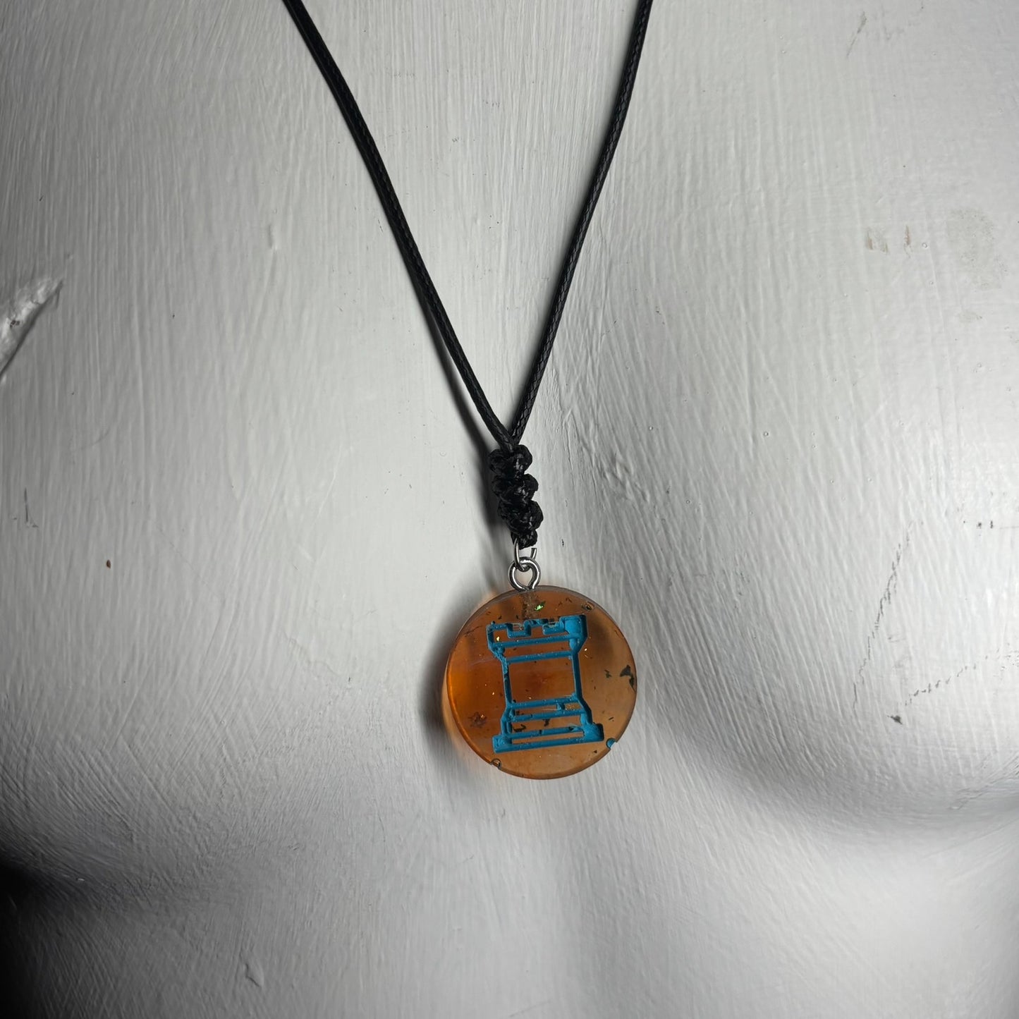 Dirty Coffee Rook - Handmade Resin Chess Necklace