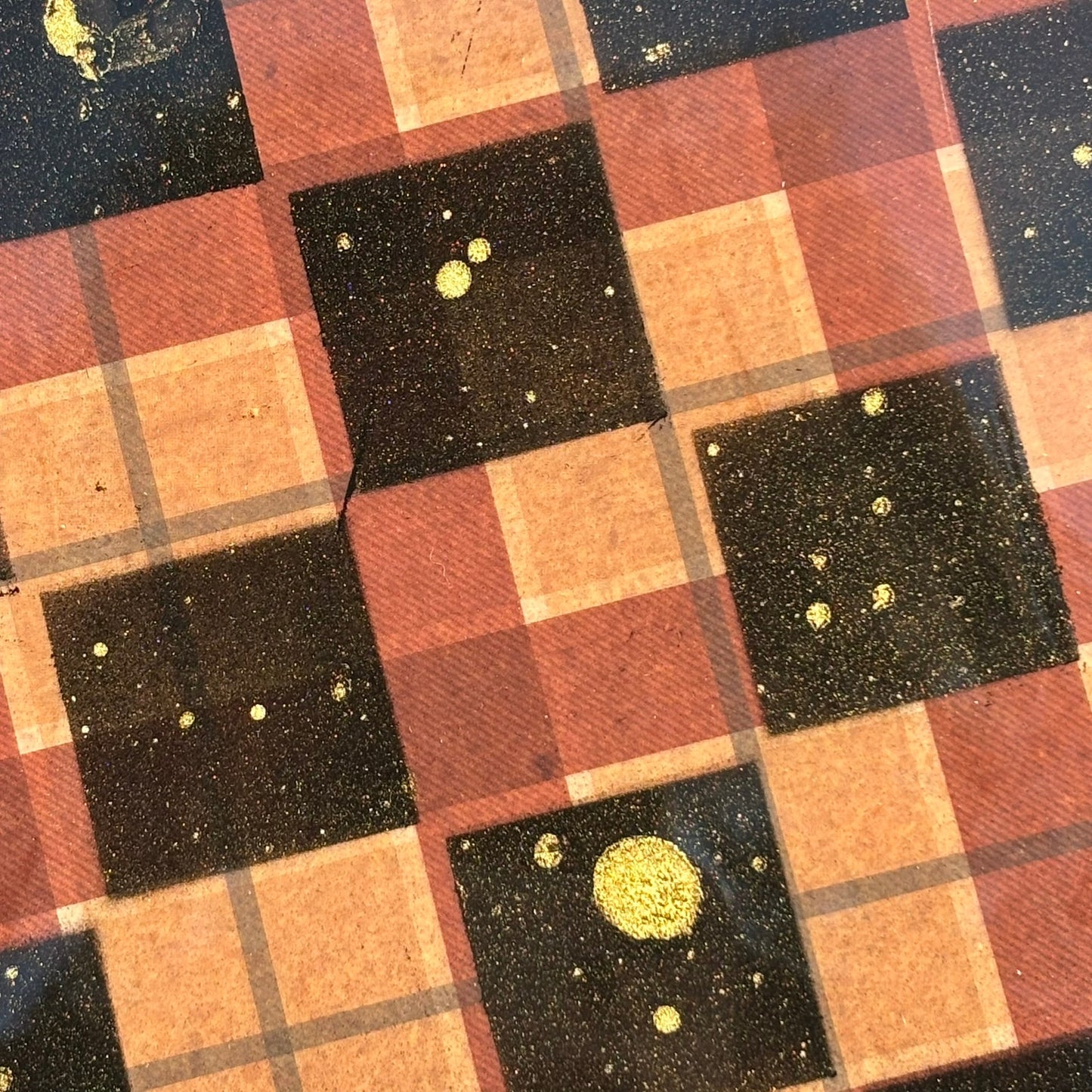 Brown Vintage Square Pattern - Resin Coated Chess Board