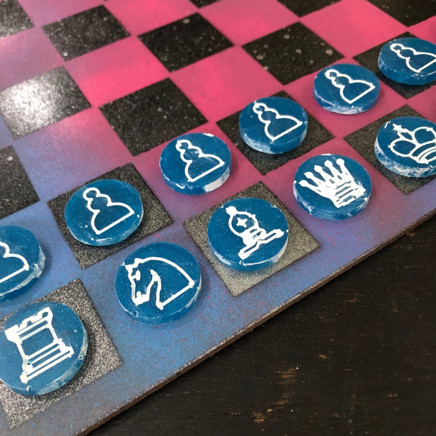 Pink Space - Painted Chess Set