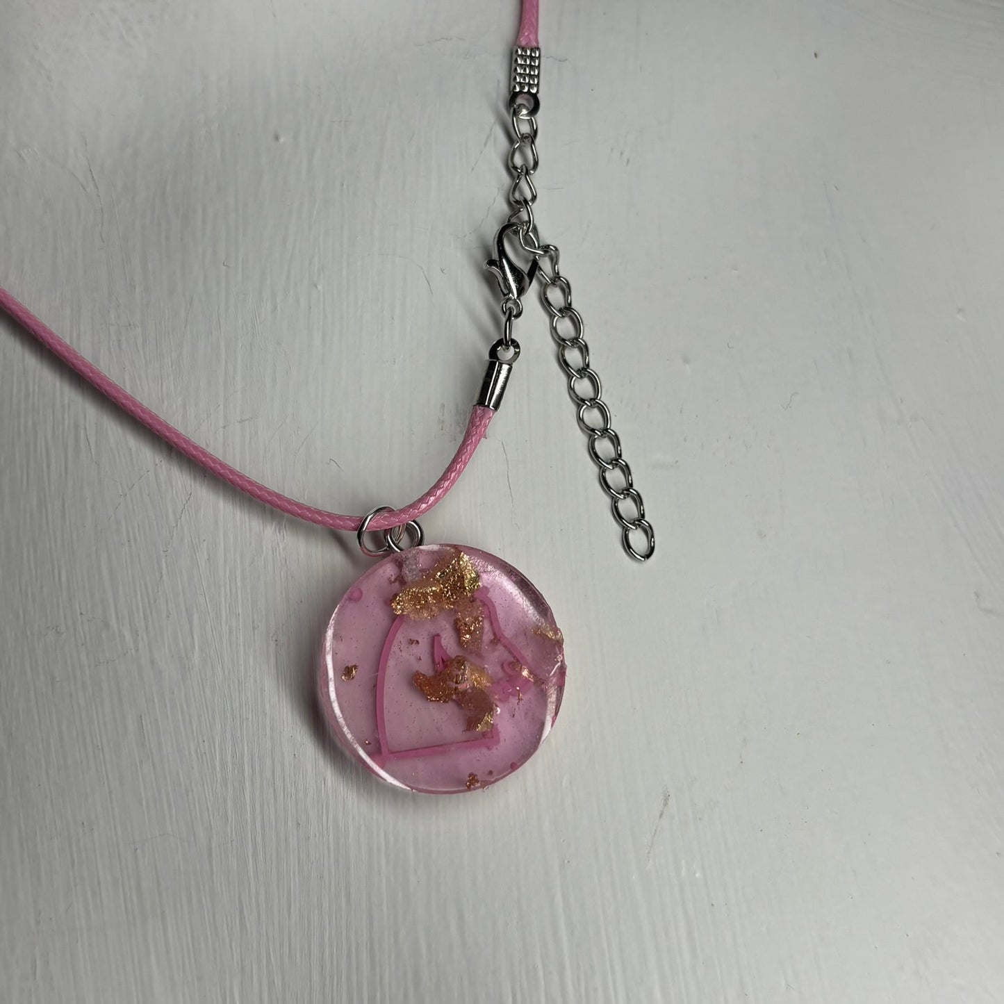 Crystal Pink Knight - Handmade Resin Chess Necklace