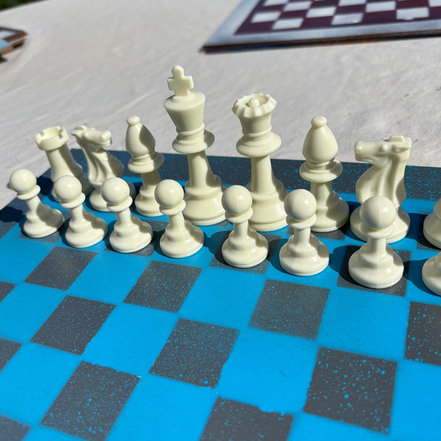 Gurage Blue - Painted Chess Set