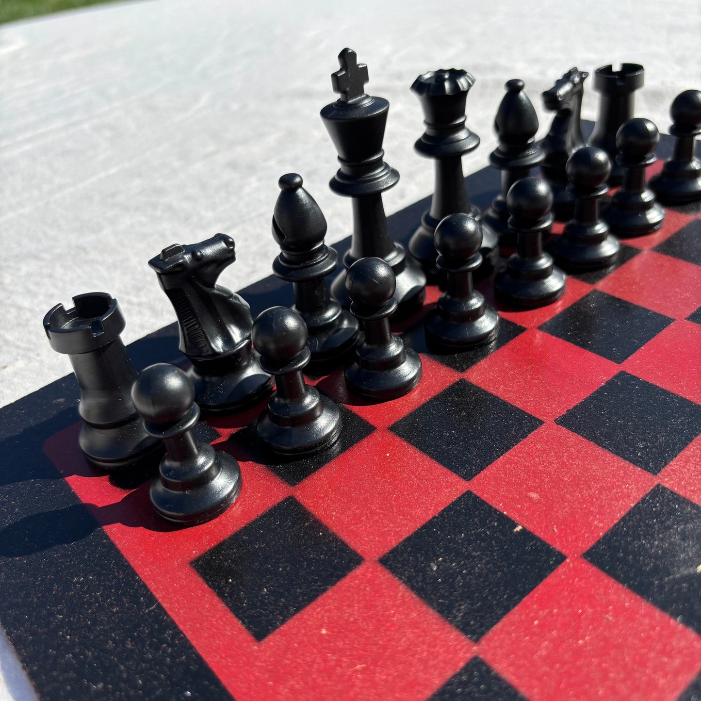 Wine Red- Painted Chess Set