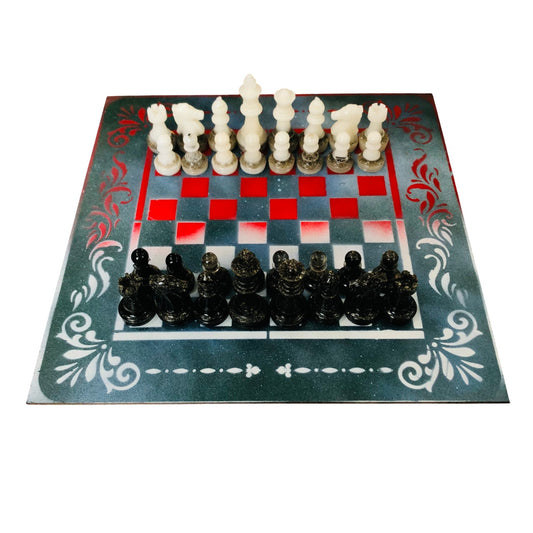 Royal Green & Blue - Painted Chess Set