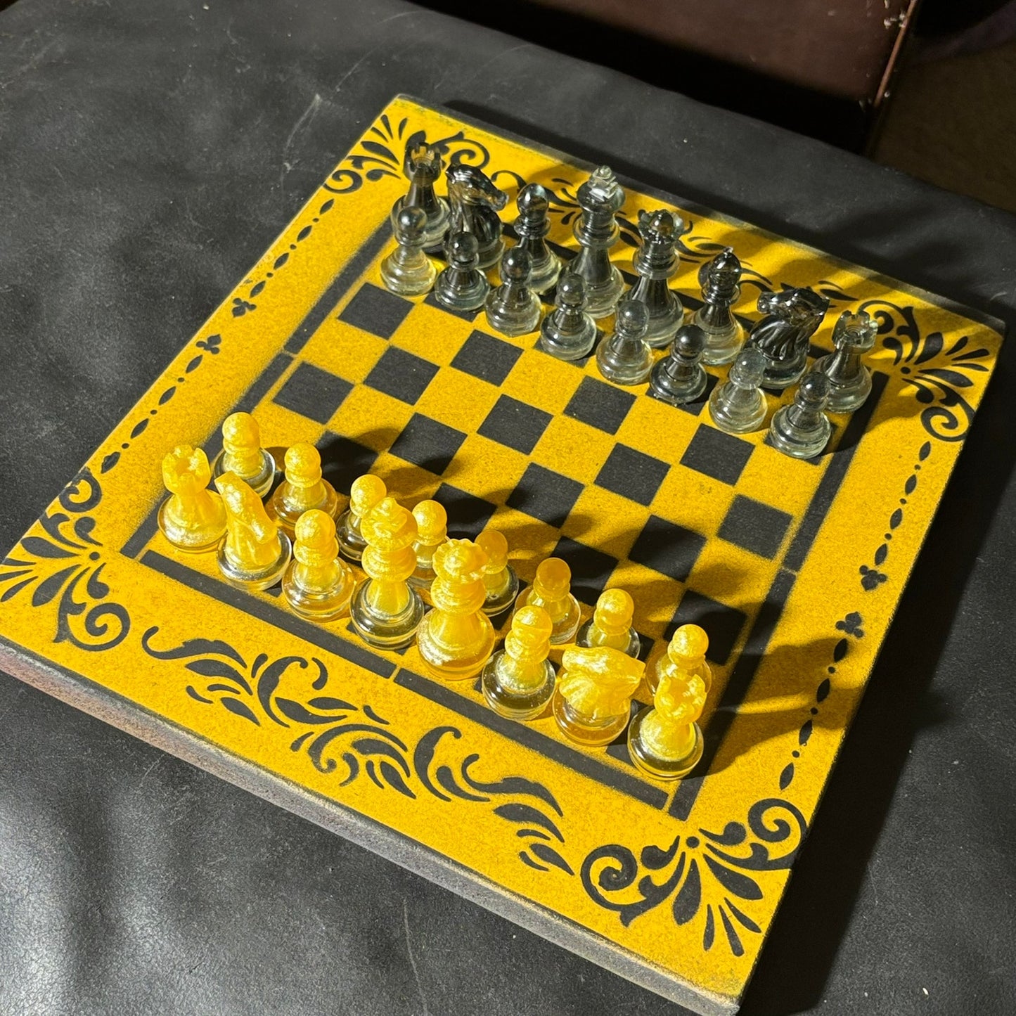 Black & Yellow - Painted Chess Set