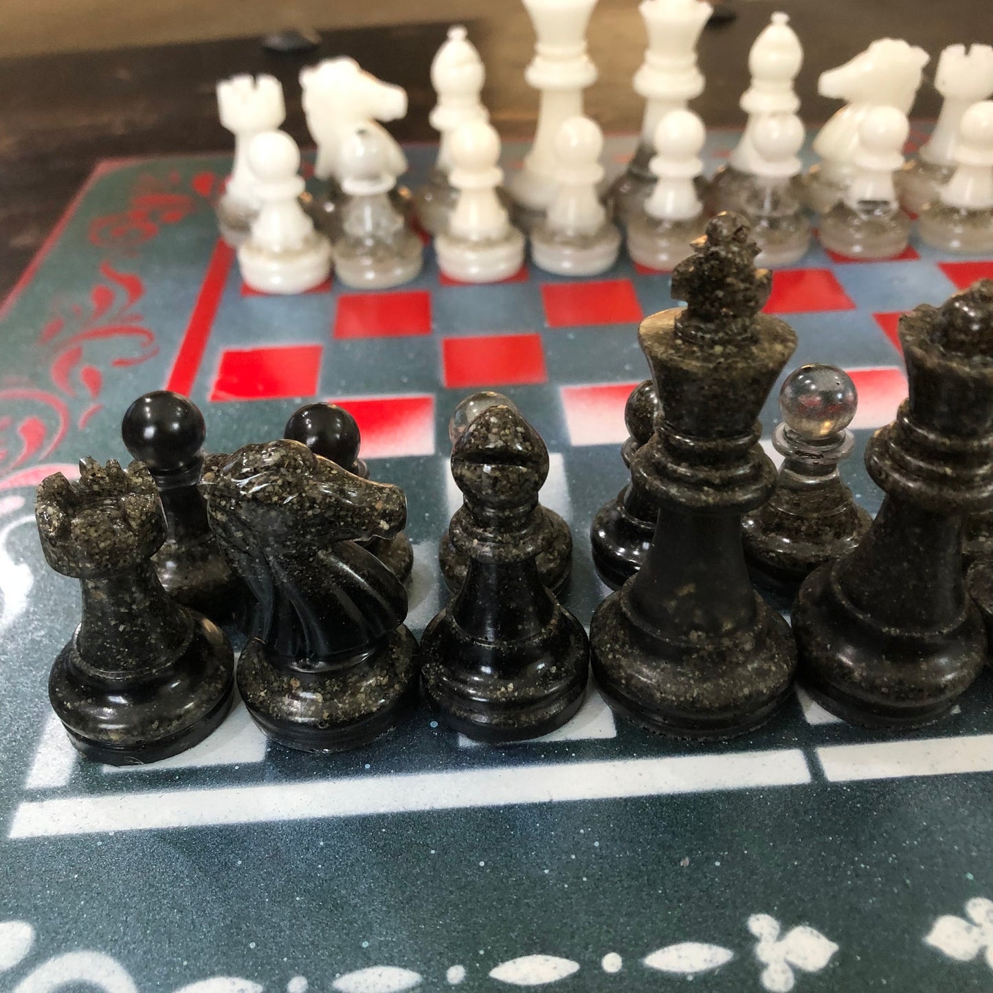 Royal Green & Blue - Painted Chess Set