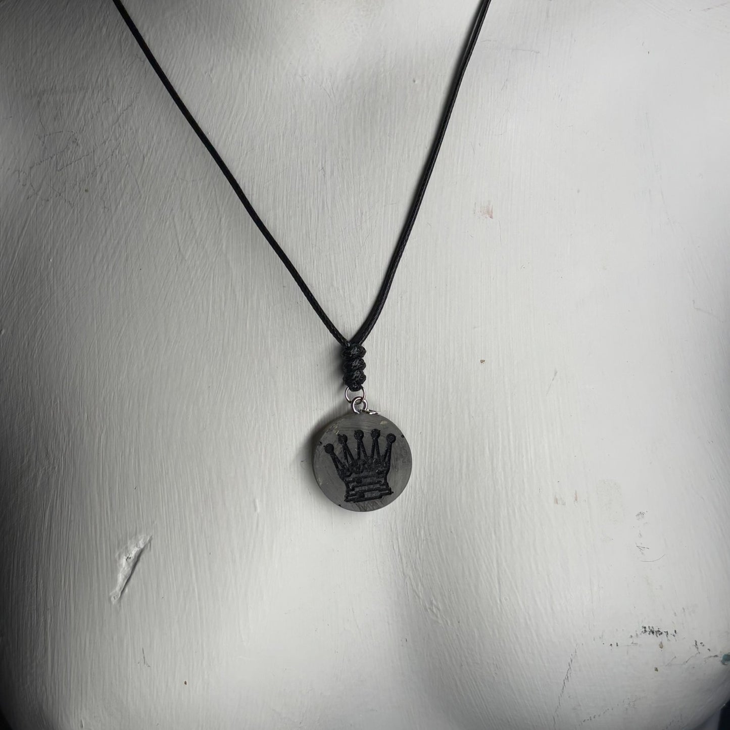 Silver Queen - Handmade Resin Chess Necklace
