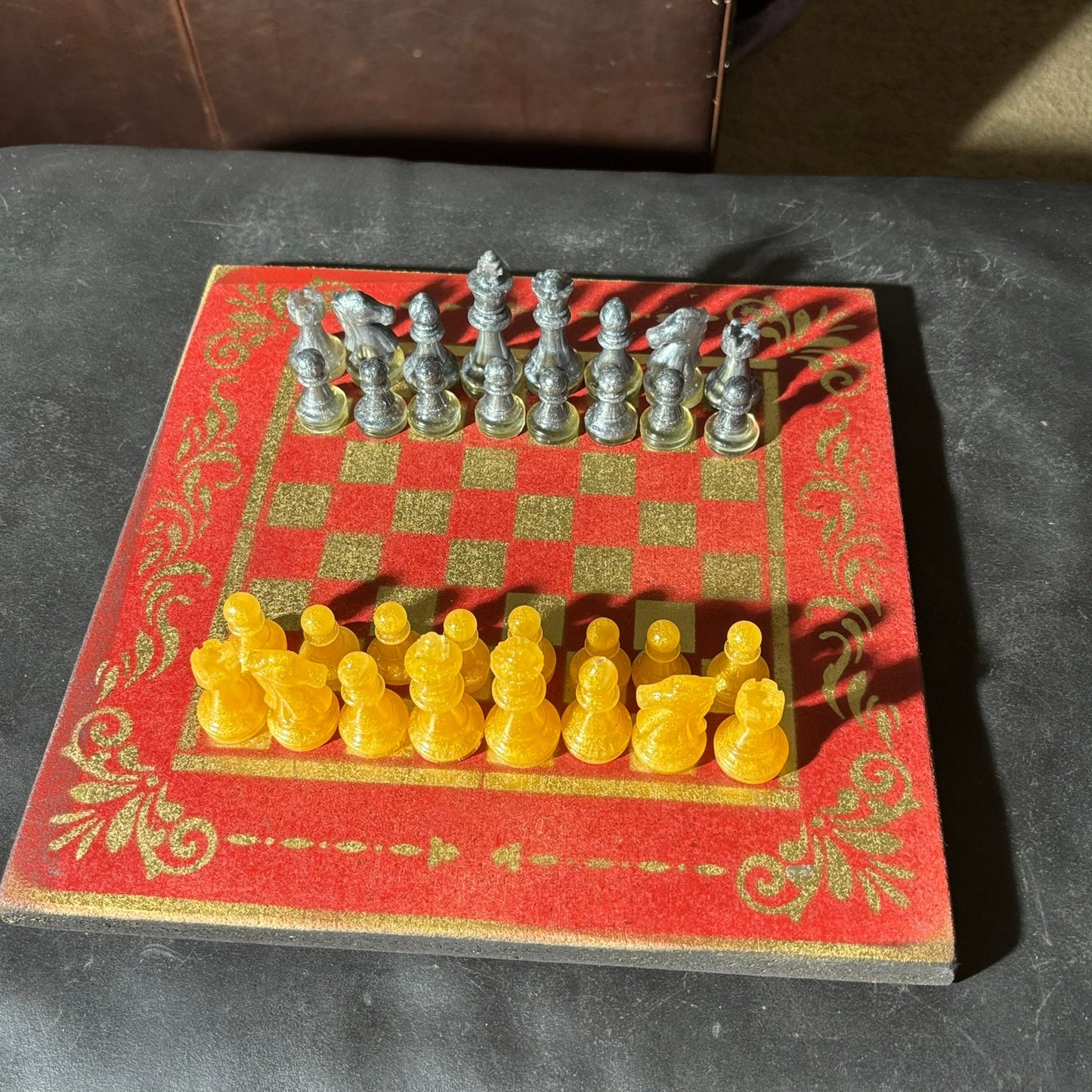 Golden Red - Painted Chess Set