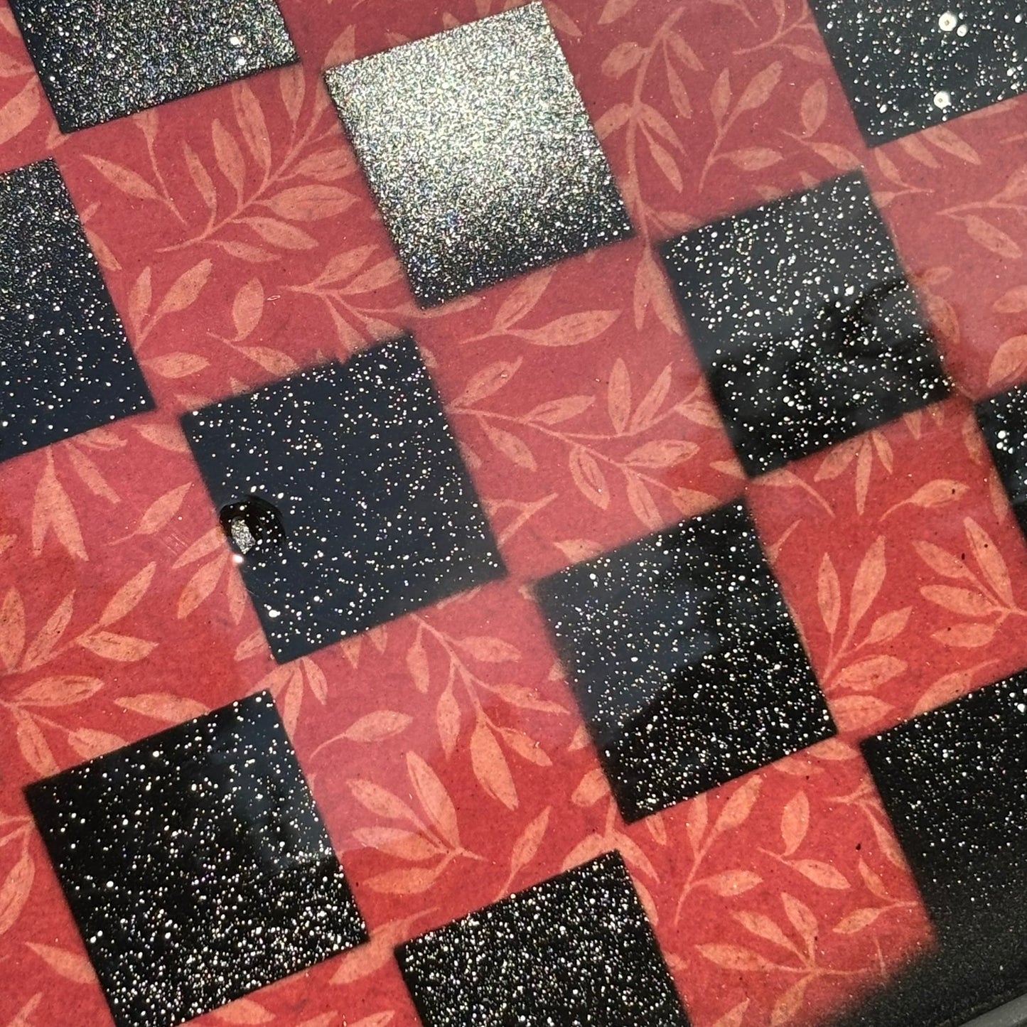 Red Sprinkled Chrome - Resin Coated Chess Board