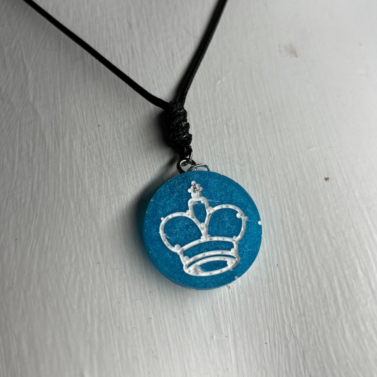 Blue King - Handmade Resin Chess Necklace