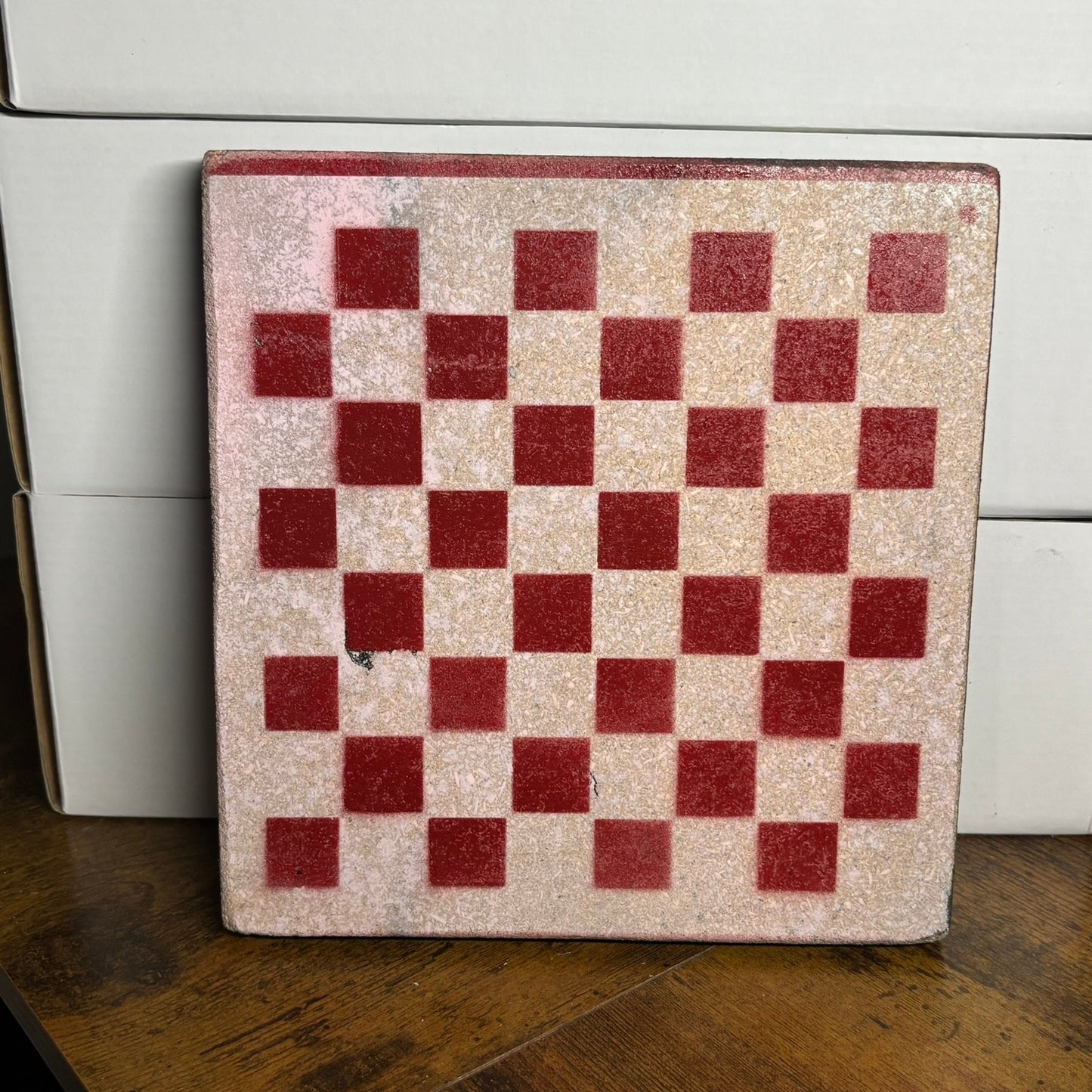 White & Red - Painted Double Sided Chess Board