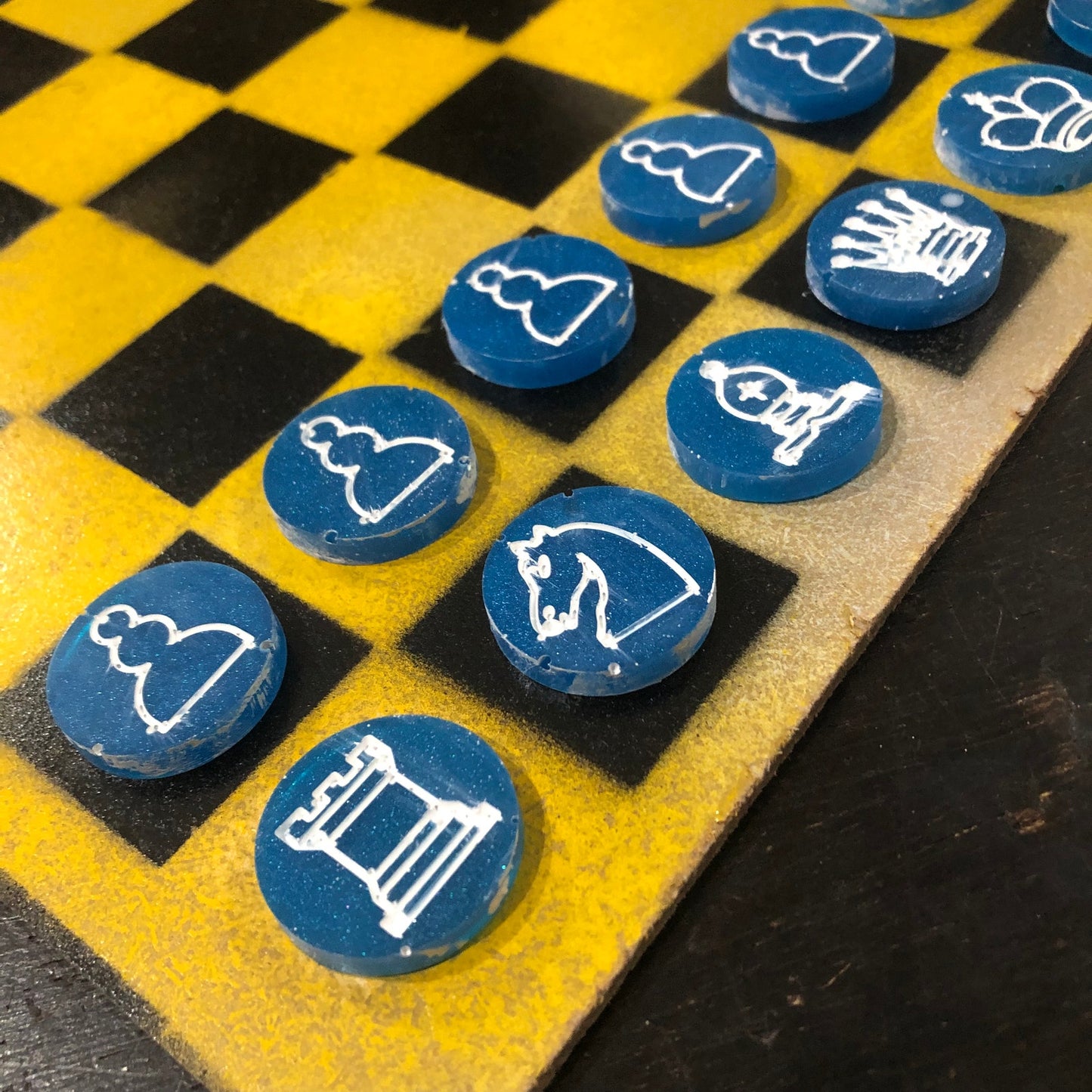 Yellow & Black - Painted Chess Set