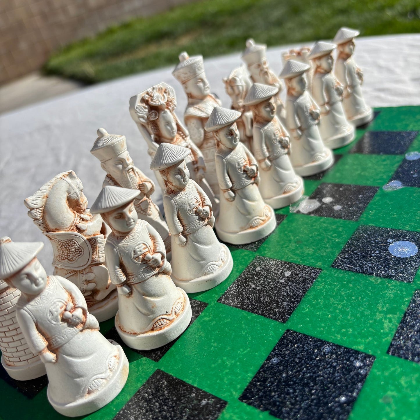 Green Black Chrome Drip - Chinese Edition Chess Set