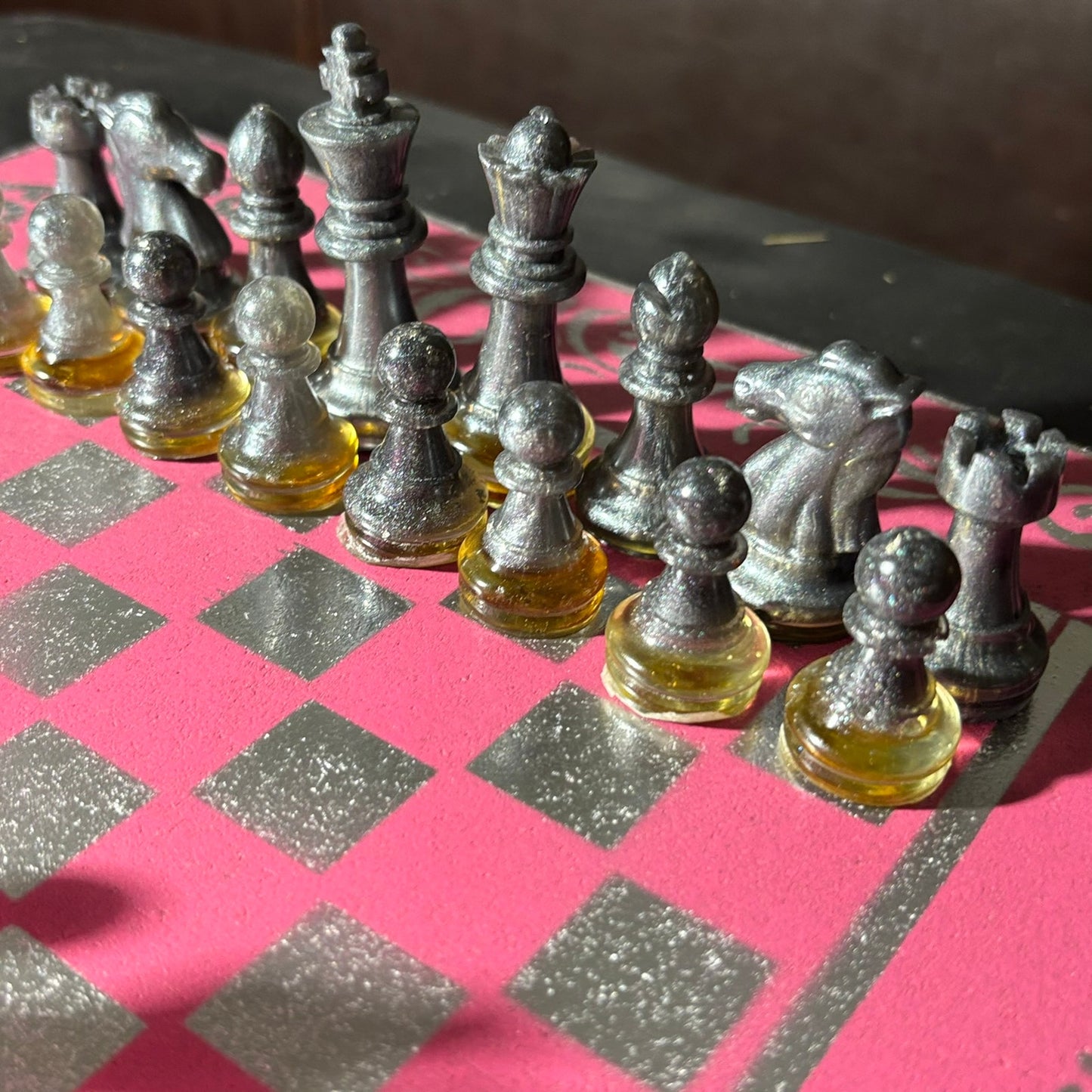 Chrome Pink - Painted Chess Set