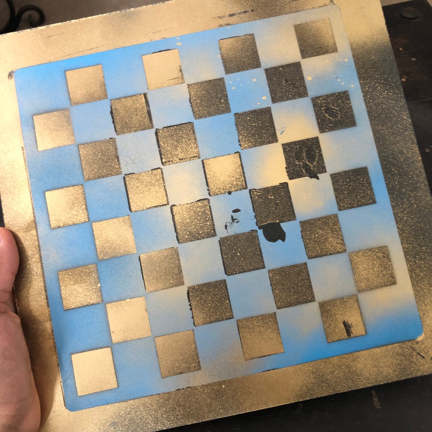 Golden Blue - Painted Chess Set