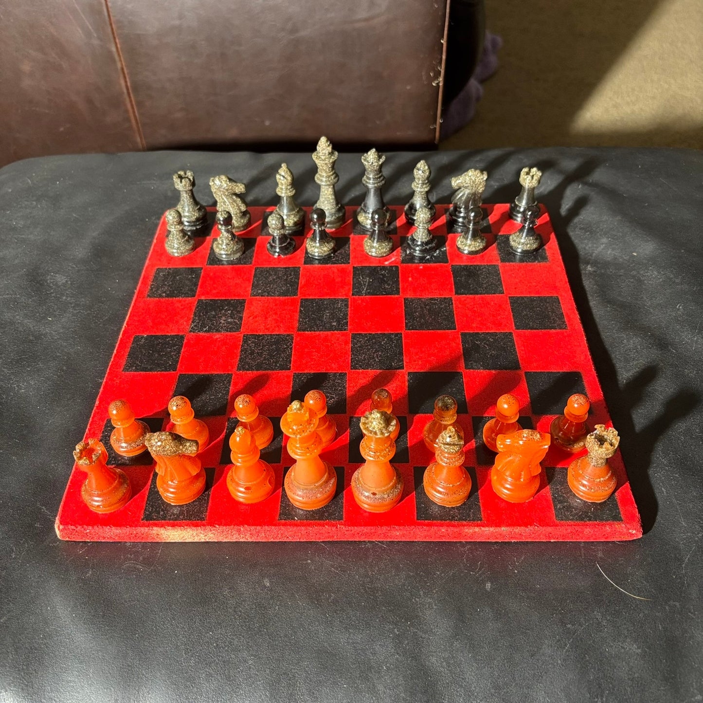 Opal Red & Black - Painted Chess Set