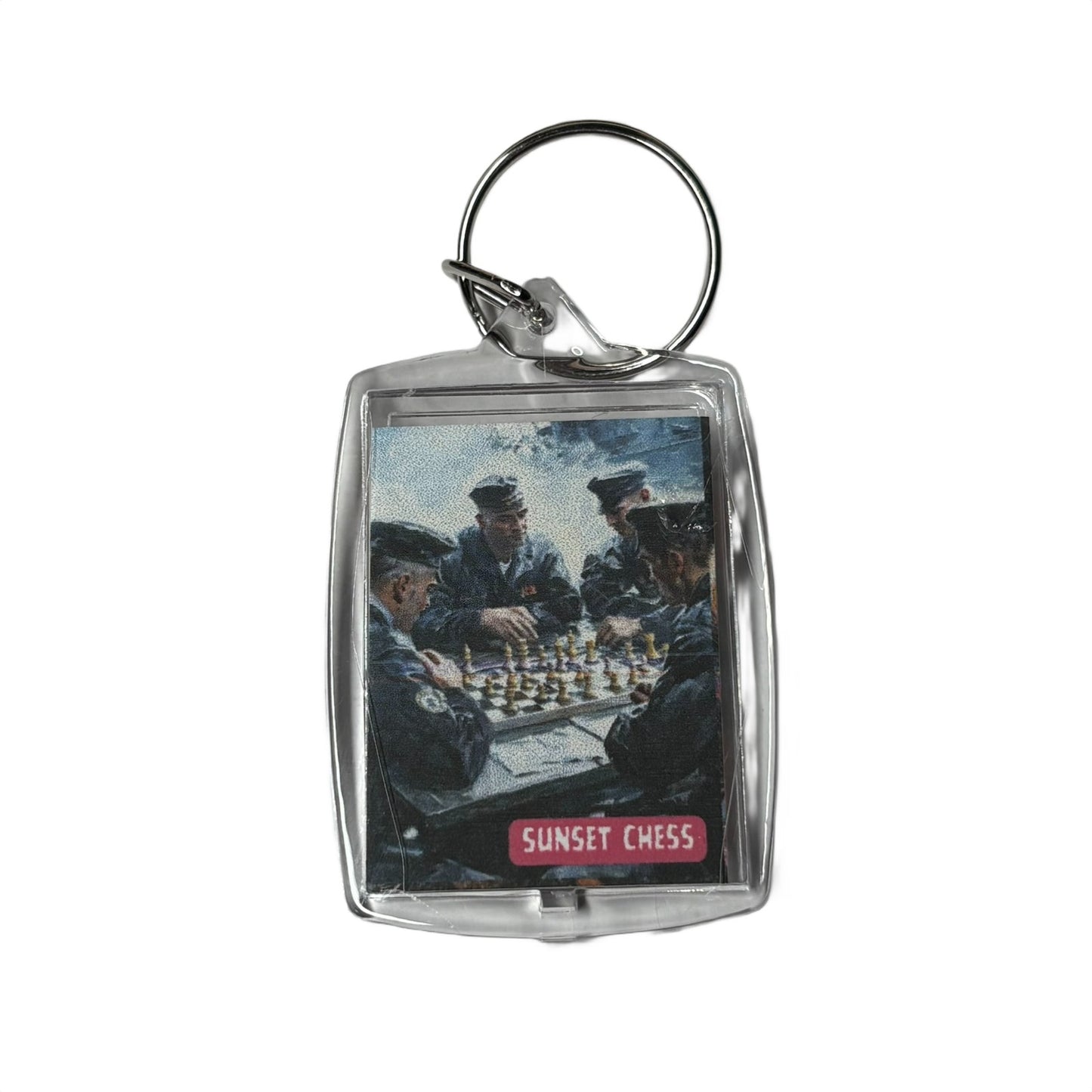 Chess At Sea - Sunset Chess Photo Keychain
