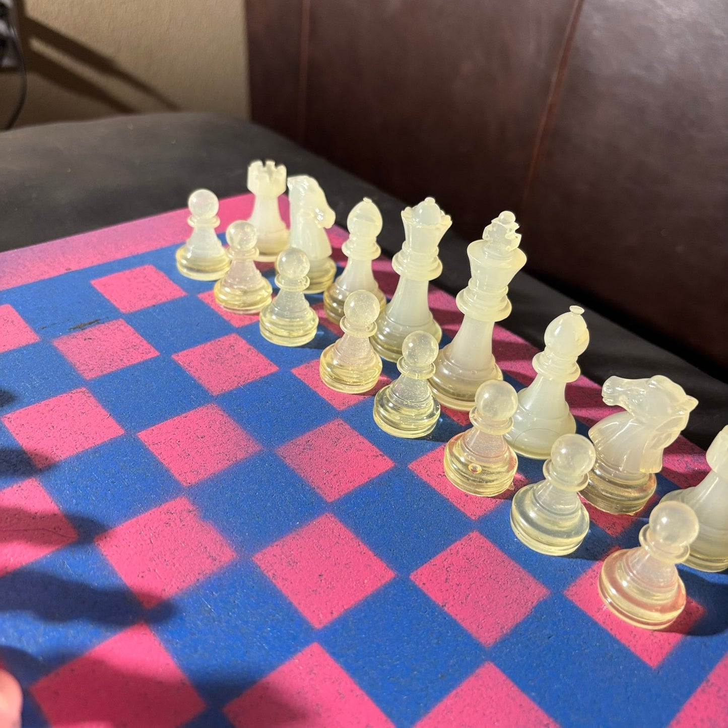 Classic Pink & Blue - Painted Chess Set