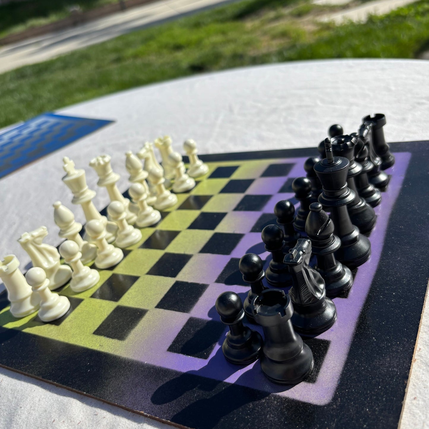 Green & Purple - Painted Chess Set