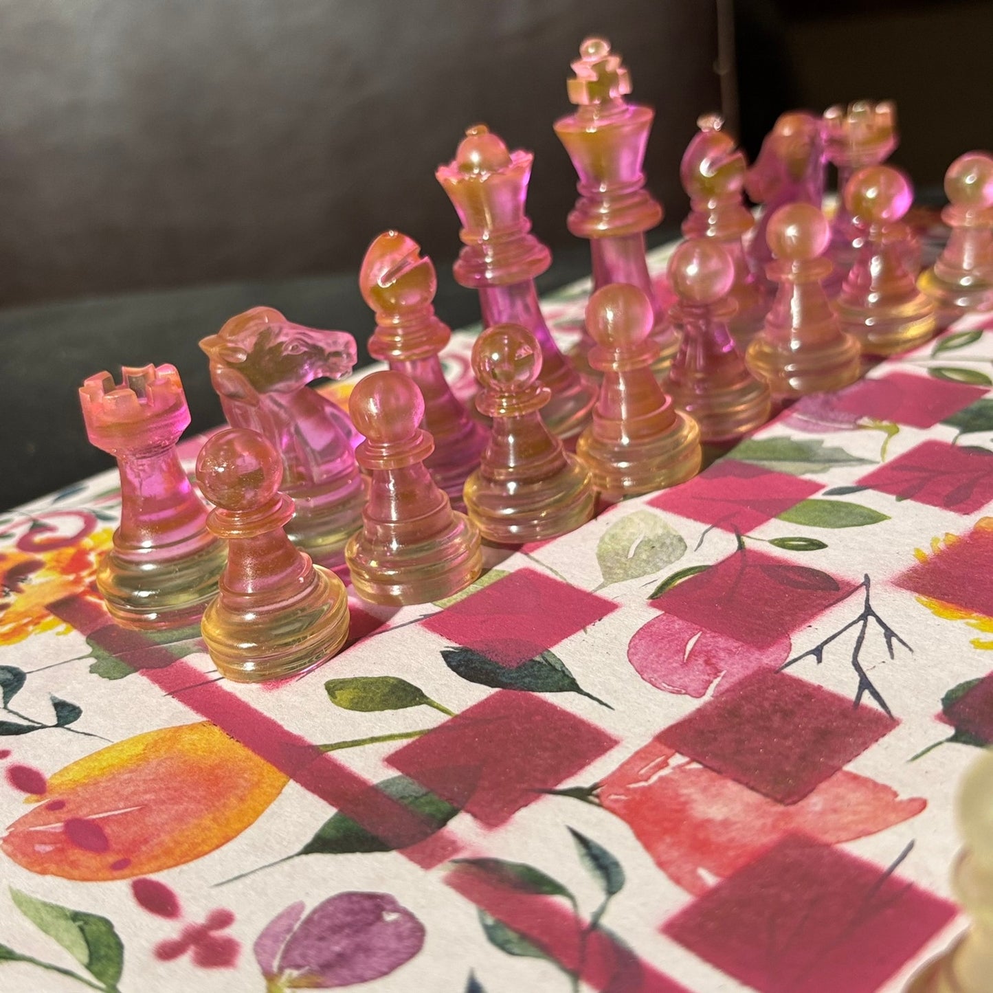 Supreme Pink Flowers - Scrapbook Chess Set