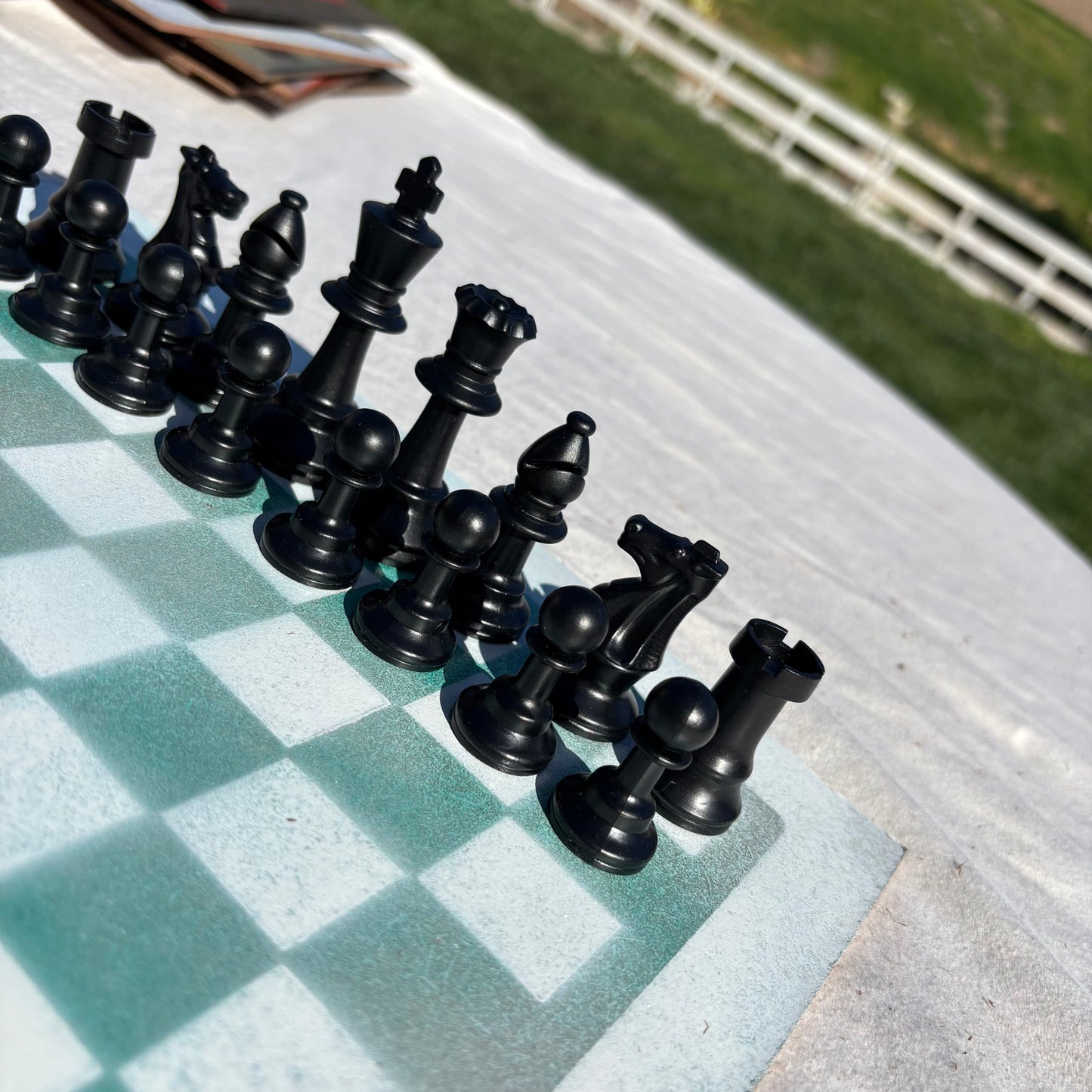 Simplistic Green - Painted Chess Set