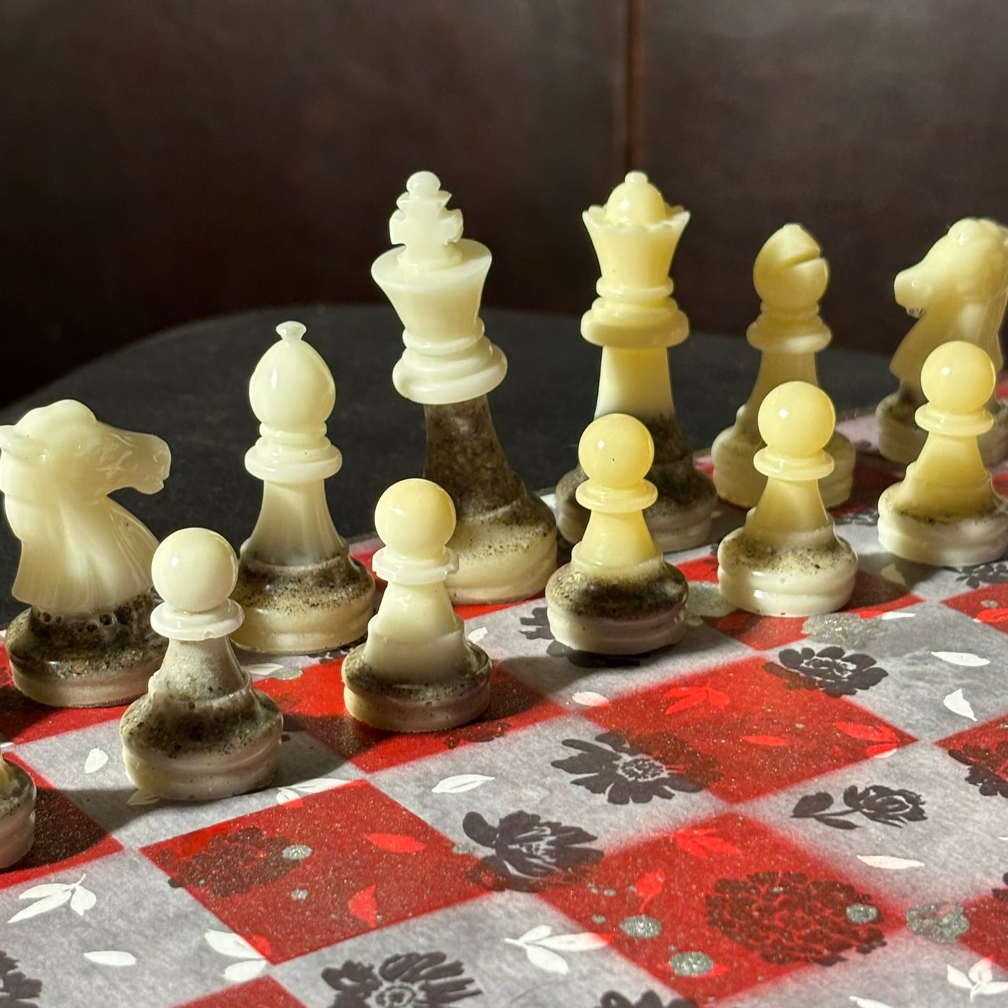 Dark Flower Play - Scrapbook Chess Set