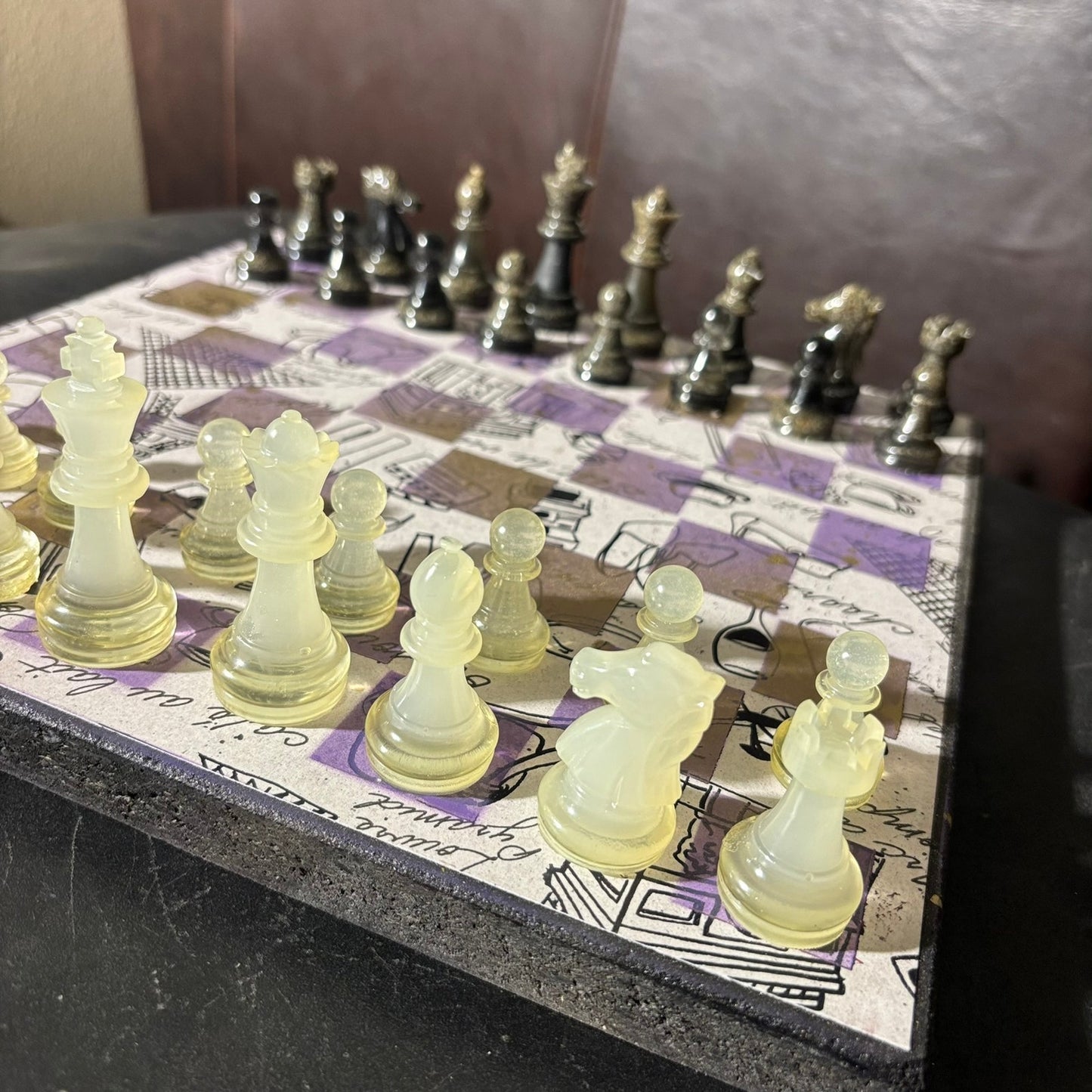 Fashionable Purple - Scrapbook Chess Set