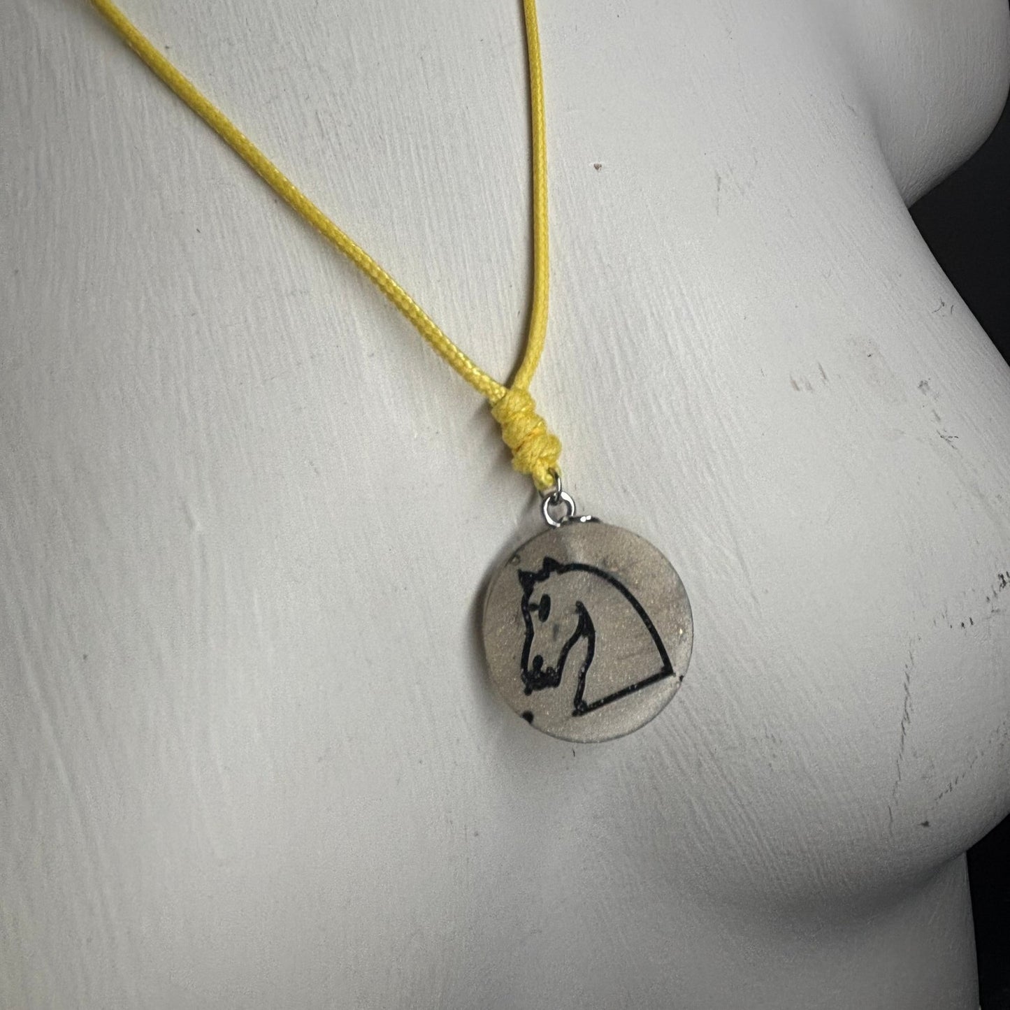 Silver Knight - Handmade Resin Chess Necklace