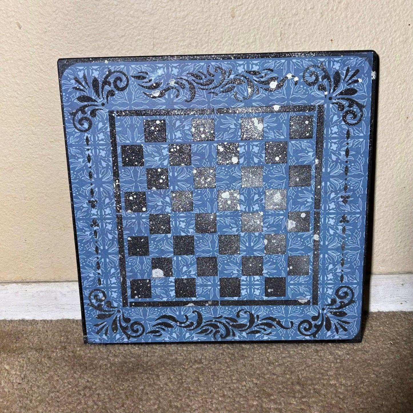 Chrome Speckled Blue Vintage - Scrapbook Chess Board