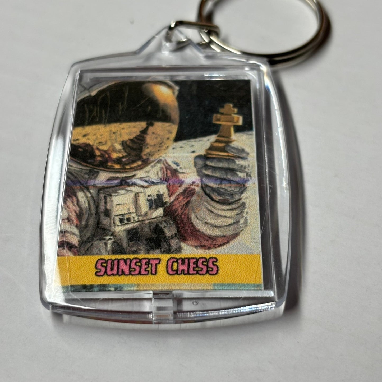 Space Astronaut - Sunset Chess Photo Keychain