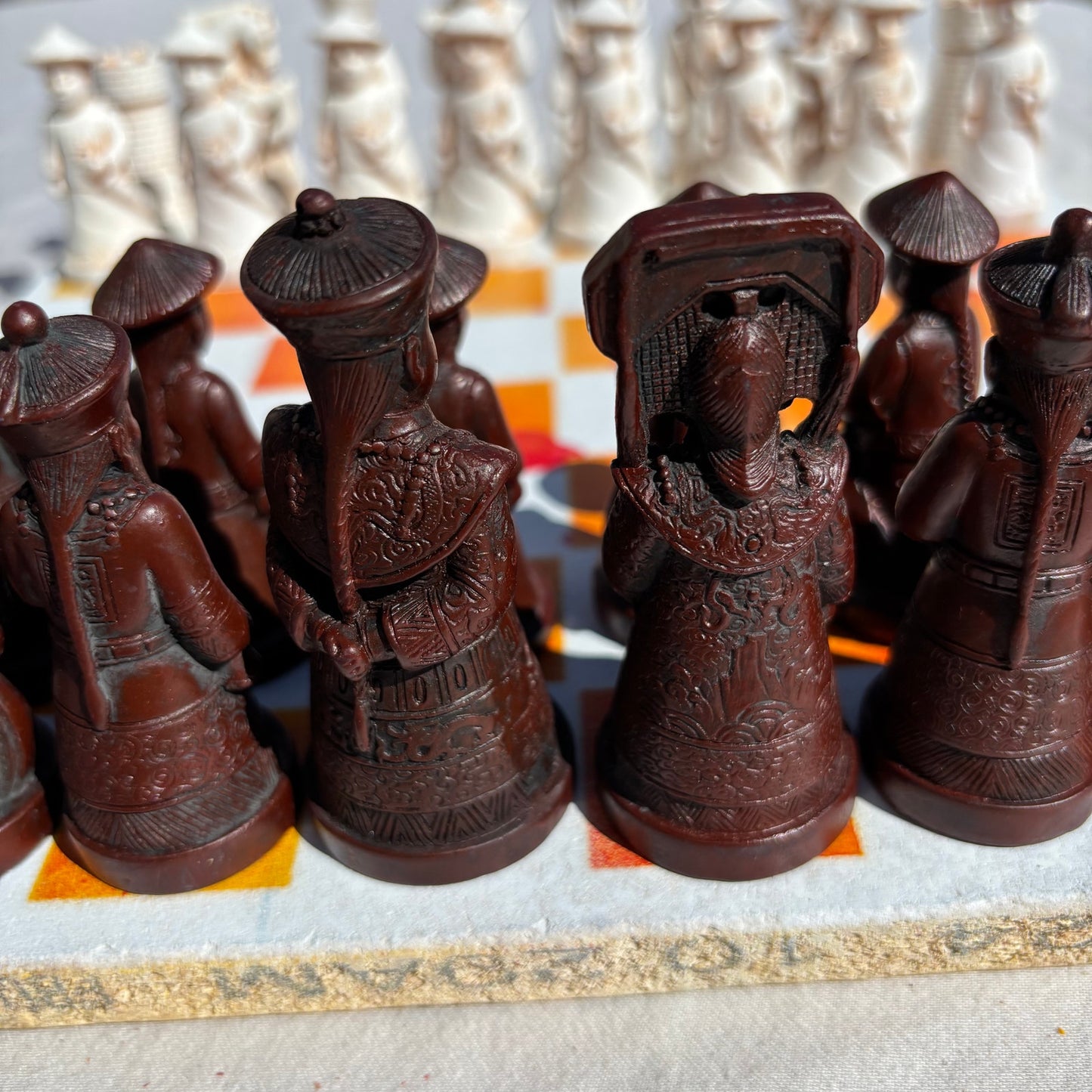 Fire Orange & White - Chinese Edition Chess Set