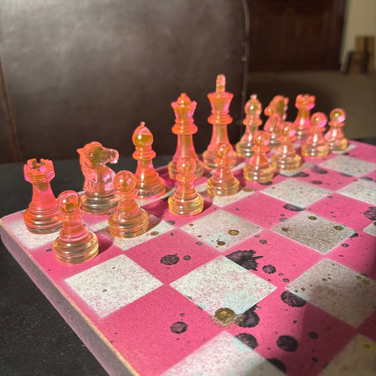 Spotted Pink - Painted Chess Set