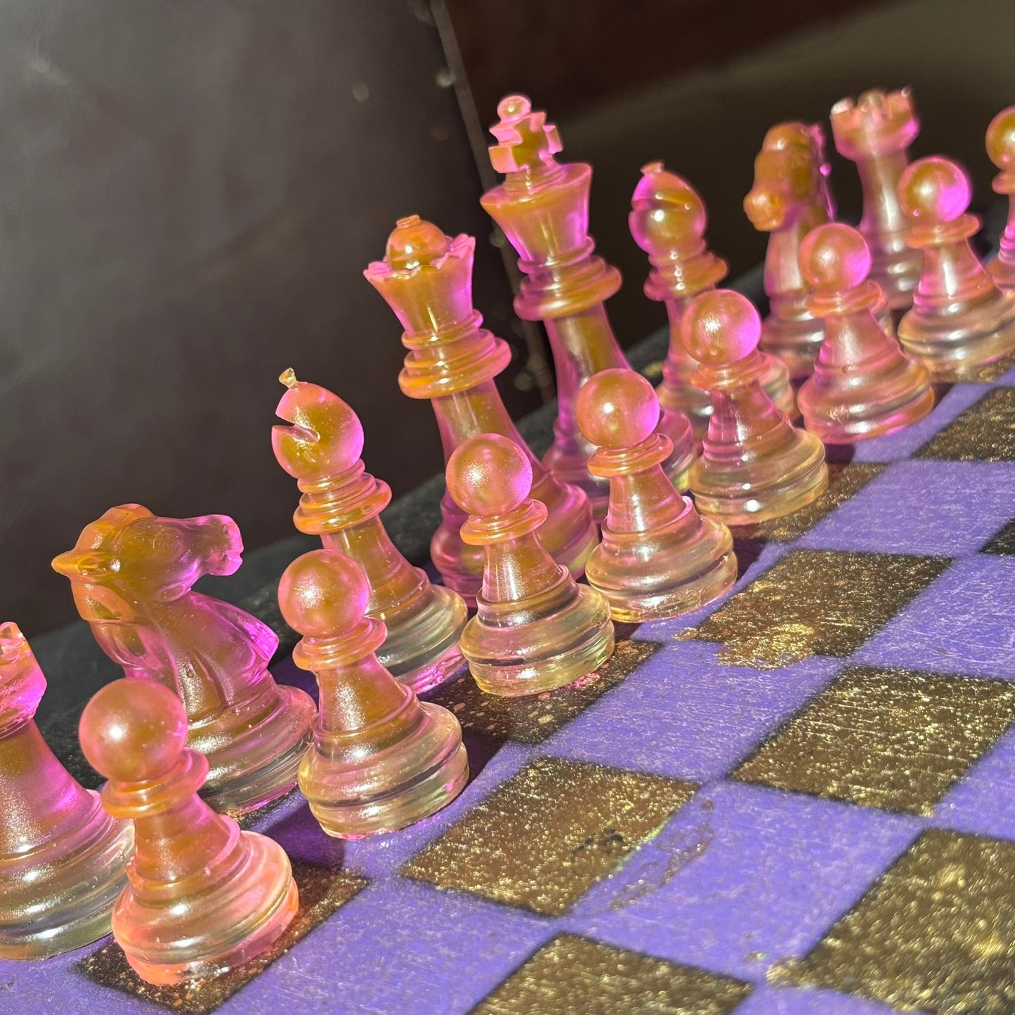 Cosmic Purple & Pink - Painted Chess Set