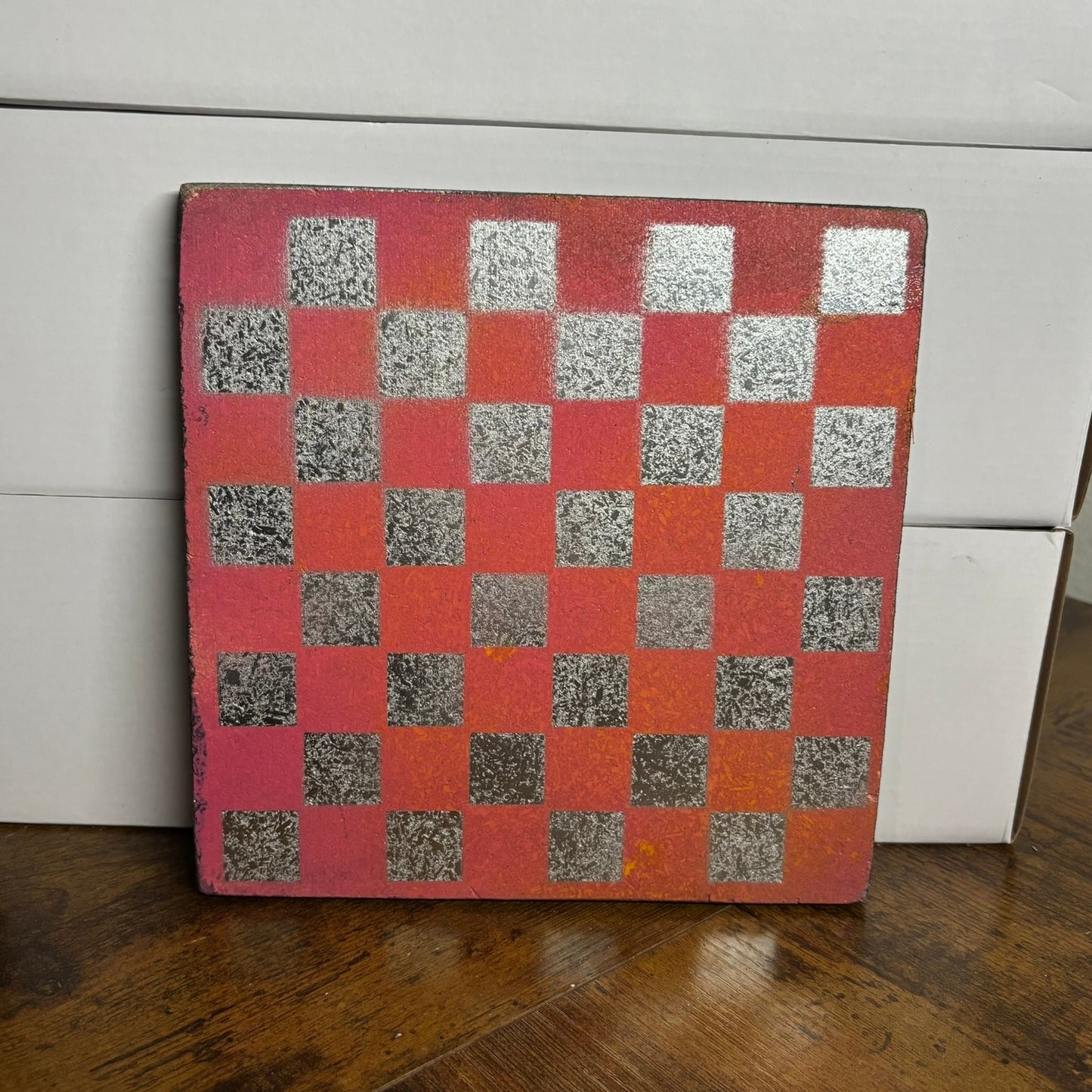 Red Orange Chrome Hue - Painted Double Sided Chess Board