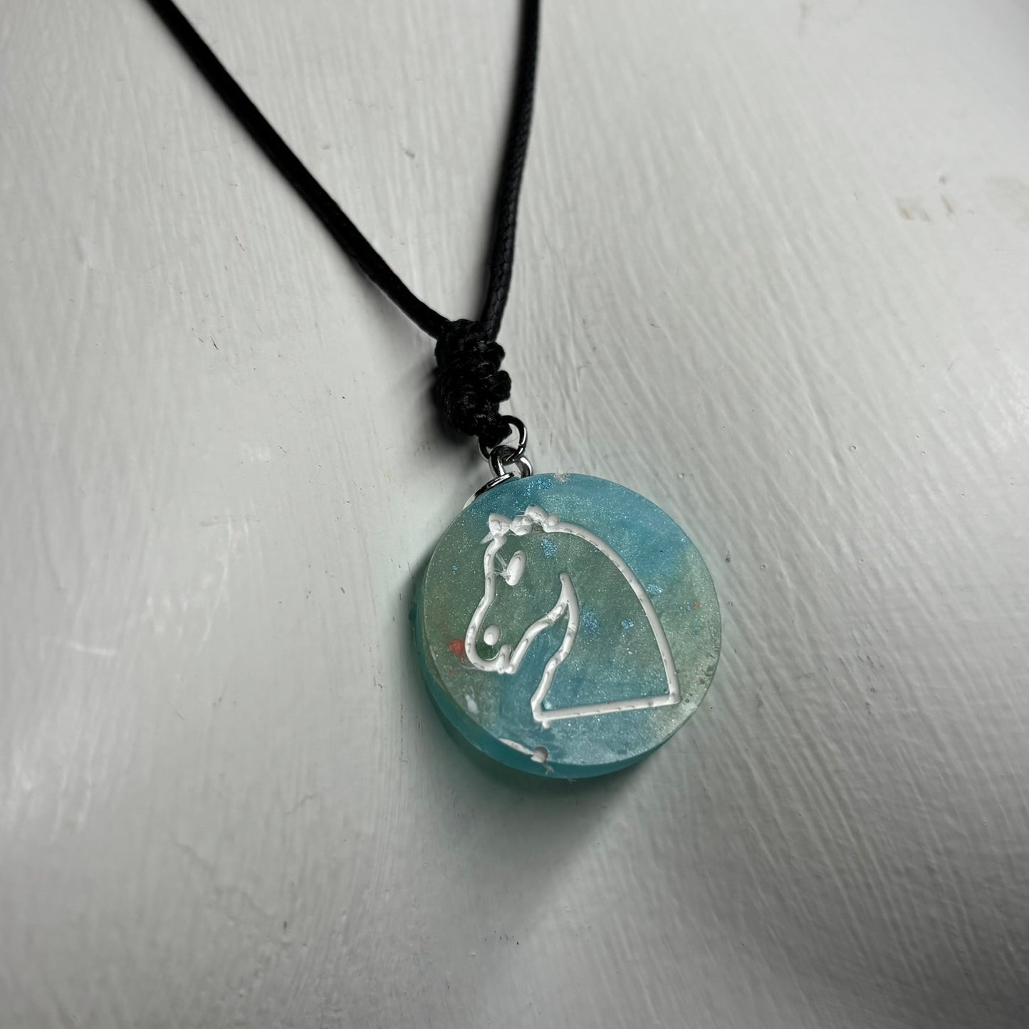 Bright Blue - Handmade Resin Chess Necklace