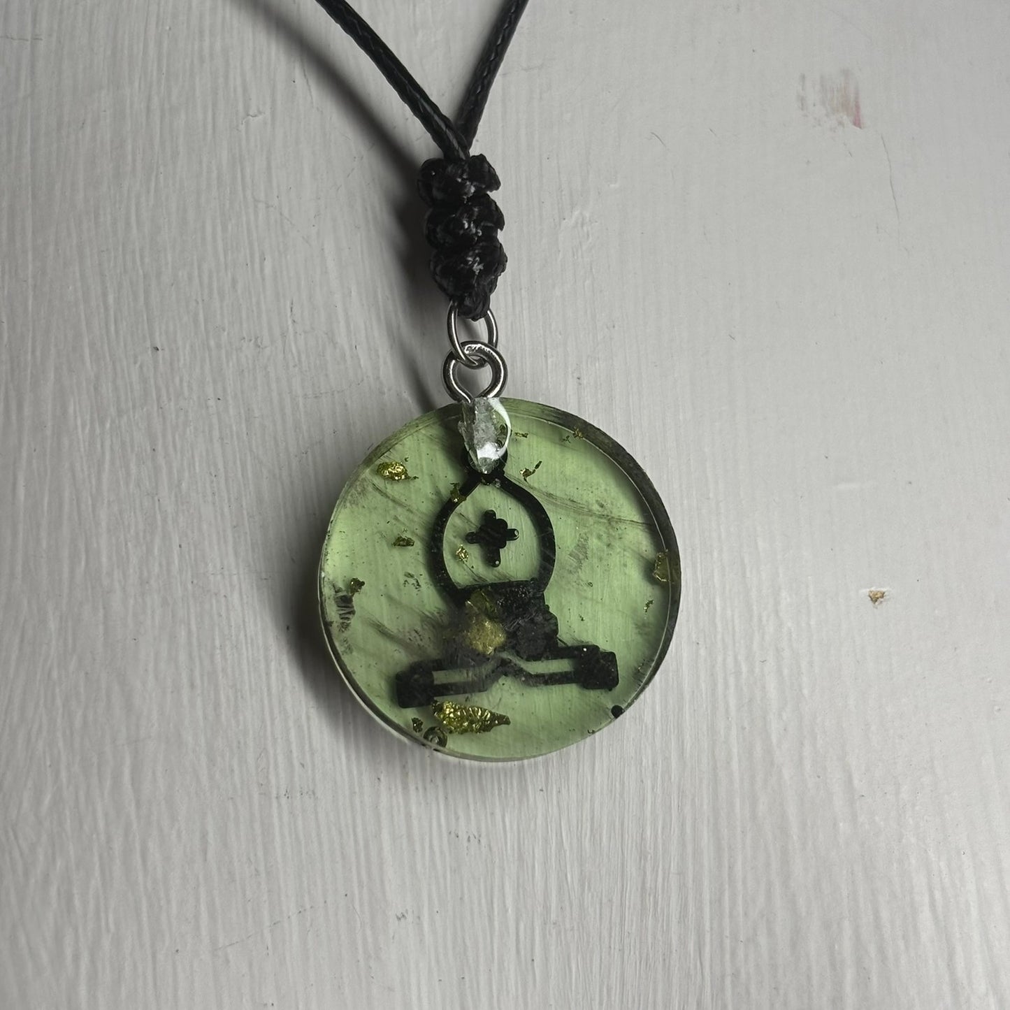 Lime Green Bishop - Handmade Resin Chess Necklace