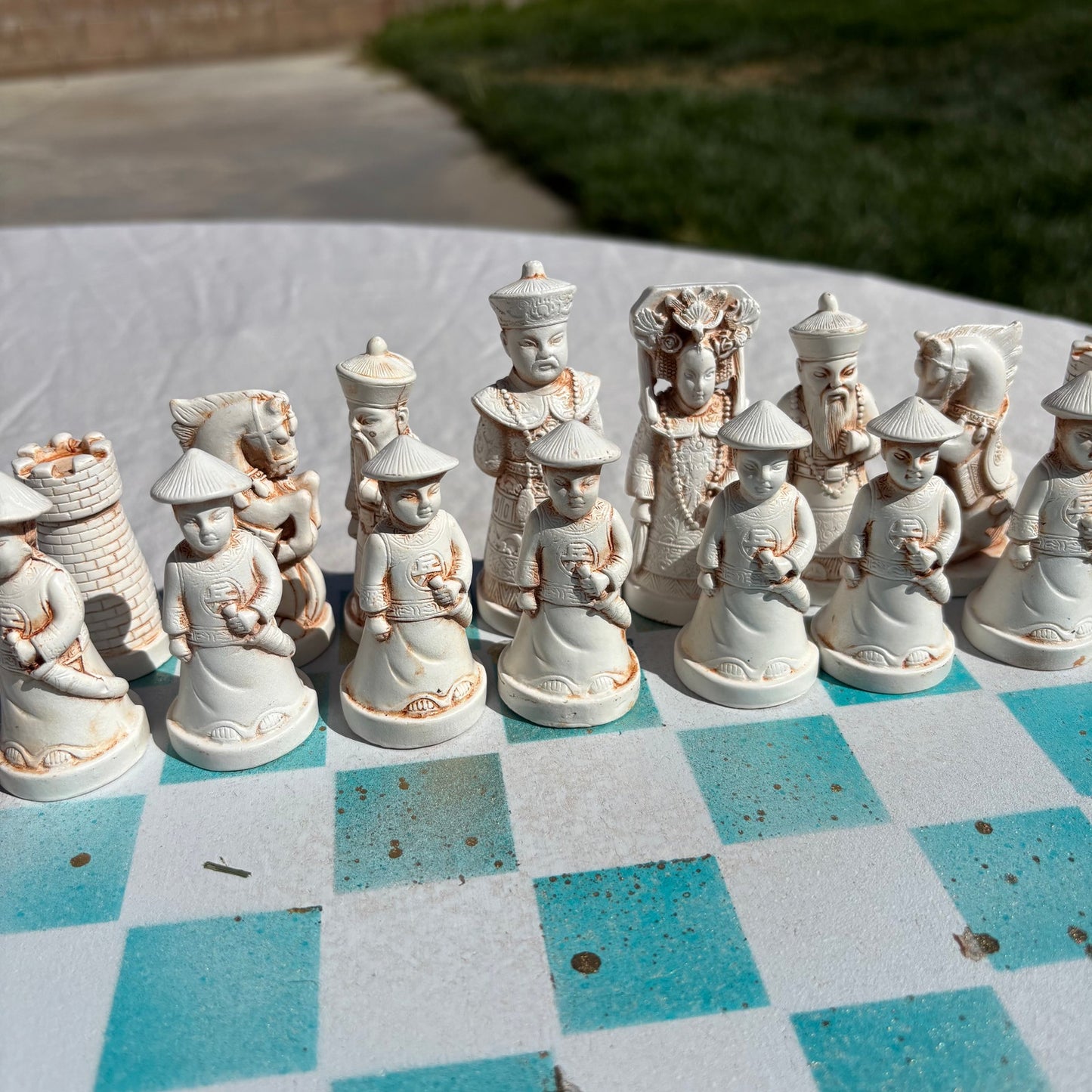 Mint Golden Blue - Chinese Edition Chess Set