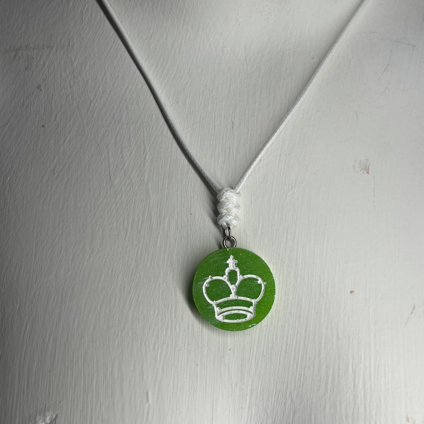 Green King - Handmade Resin Chess Necklace