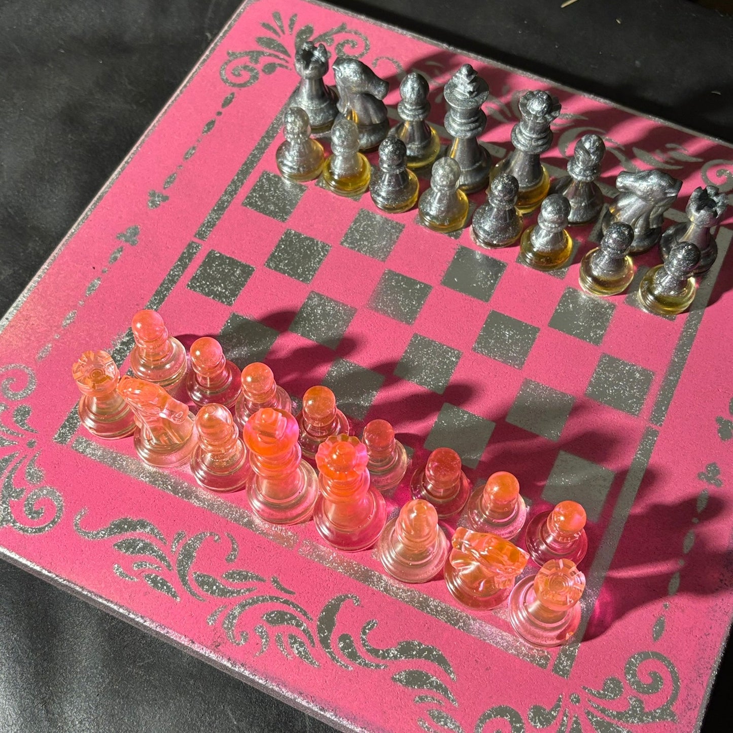 Chrome Pink - Painted Chess Set
