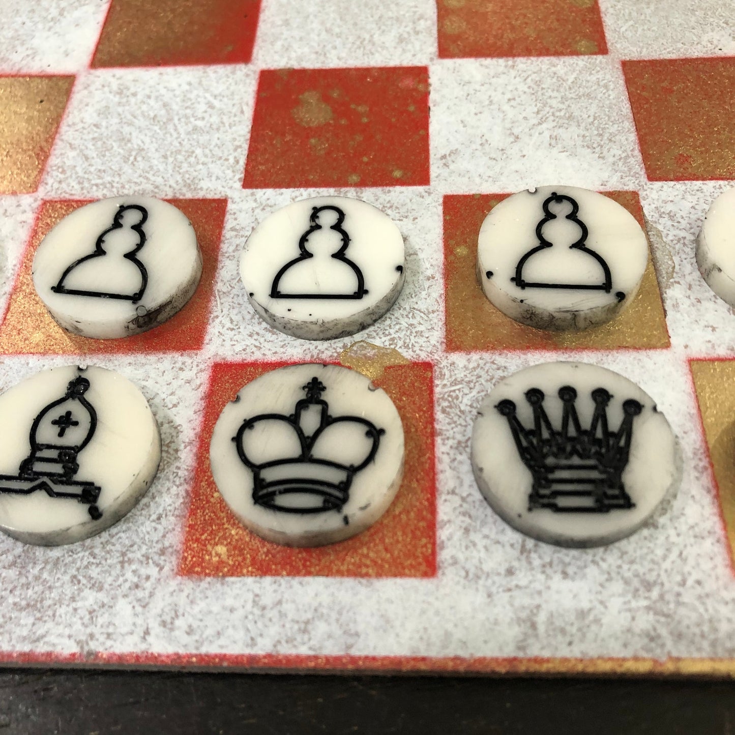 Fancy Golden Red - Painted Chess Set