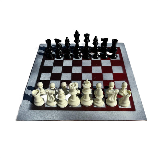 Red & White - Painted Chess Set