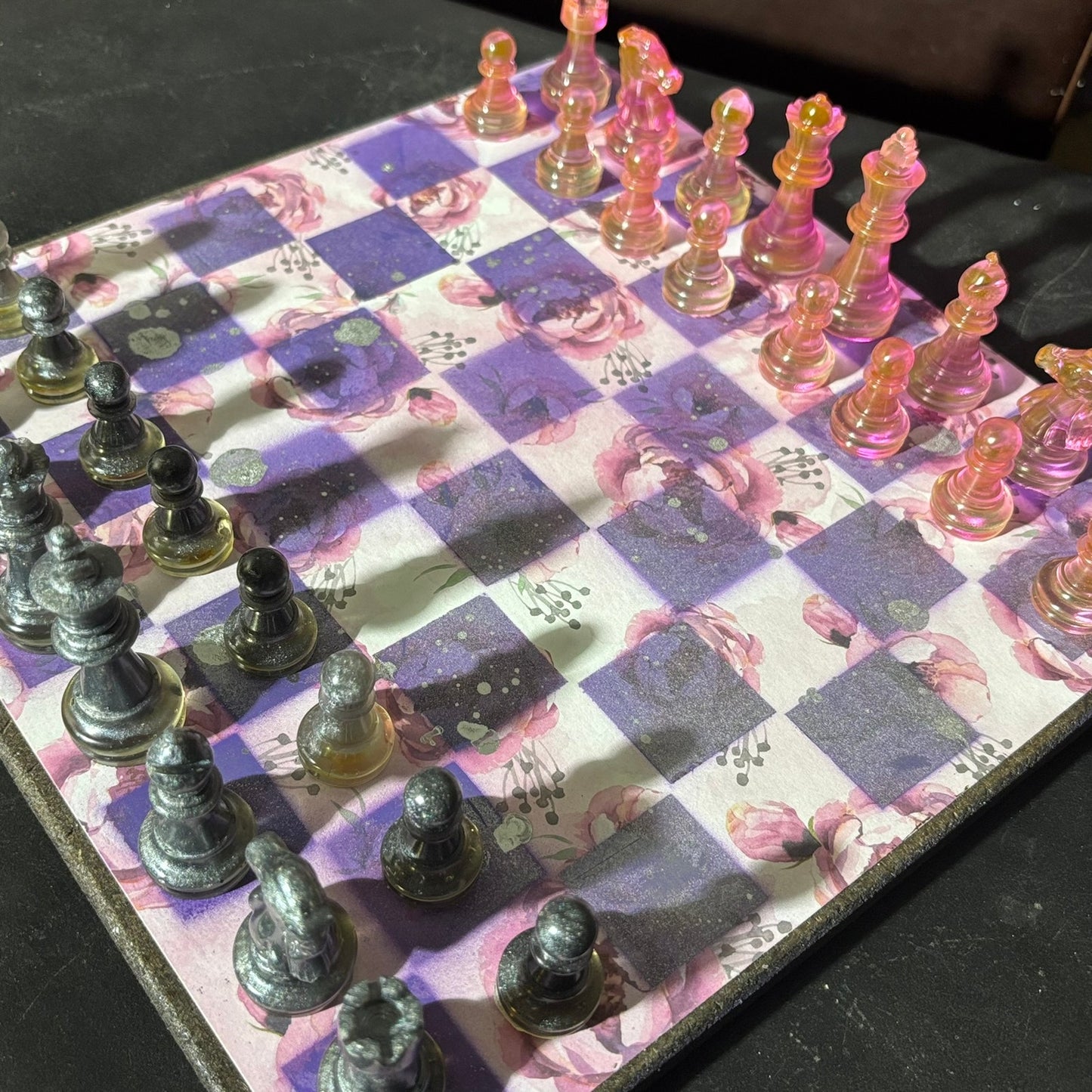 Pink Rose Purple - Scrapbook Chess Set