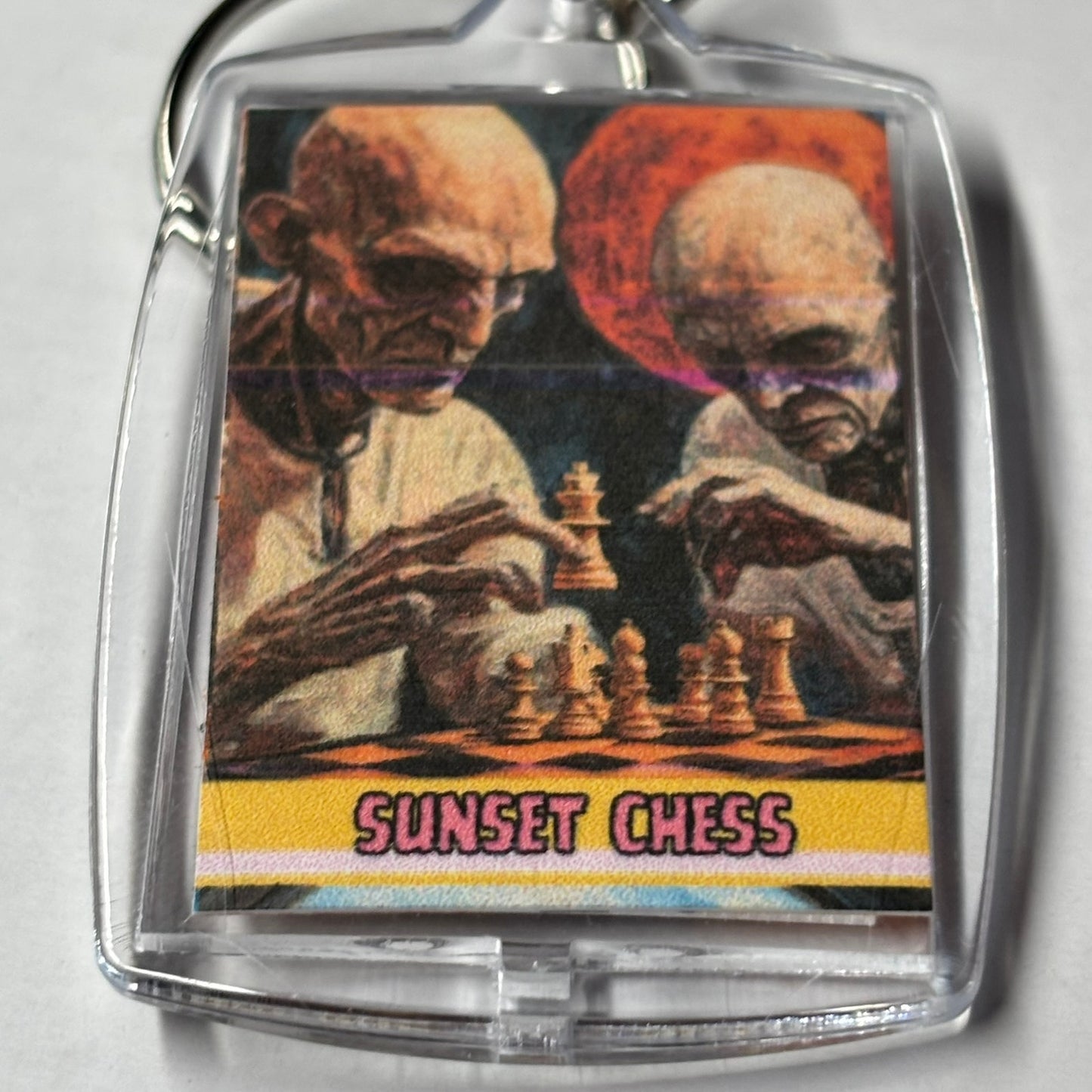 The Dead Play On Mars - Sunset Chess Photo Keychain