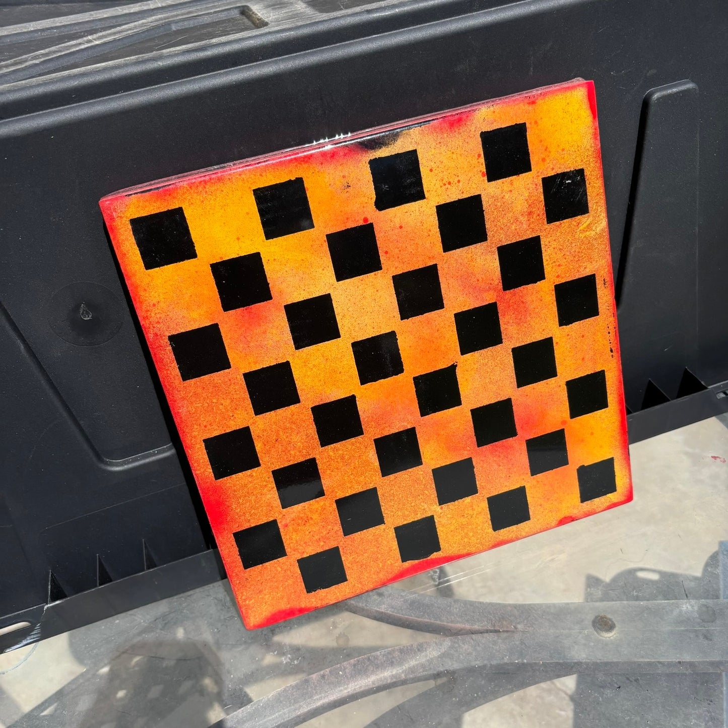 Orange Sunset - Resin Coated Chess Board